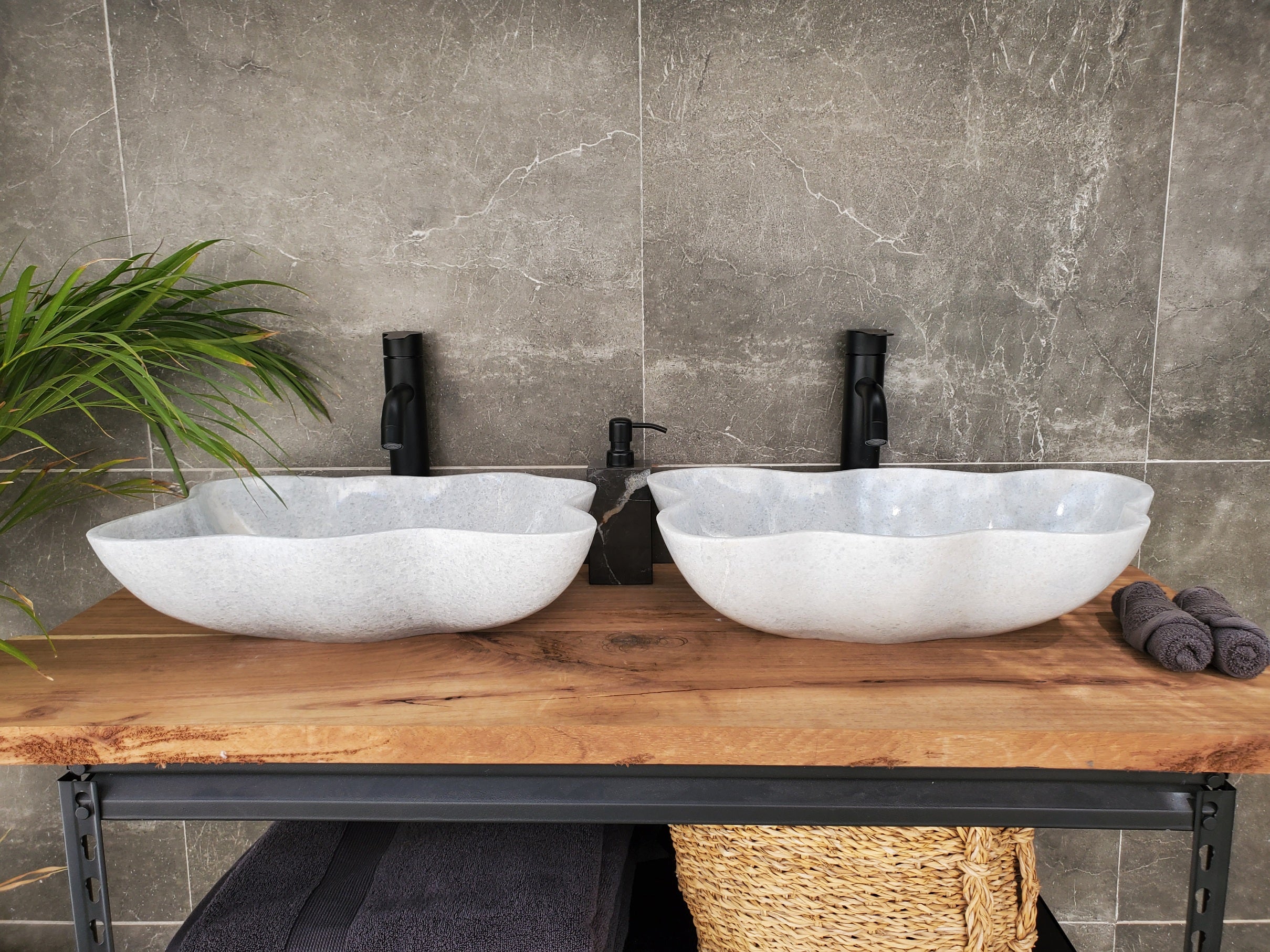 SET3305 Marble Stone Master Bath Set of 2 (Two) Vessel Sinks