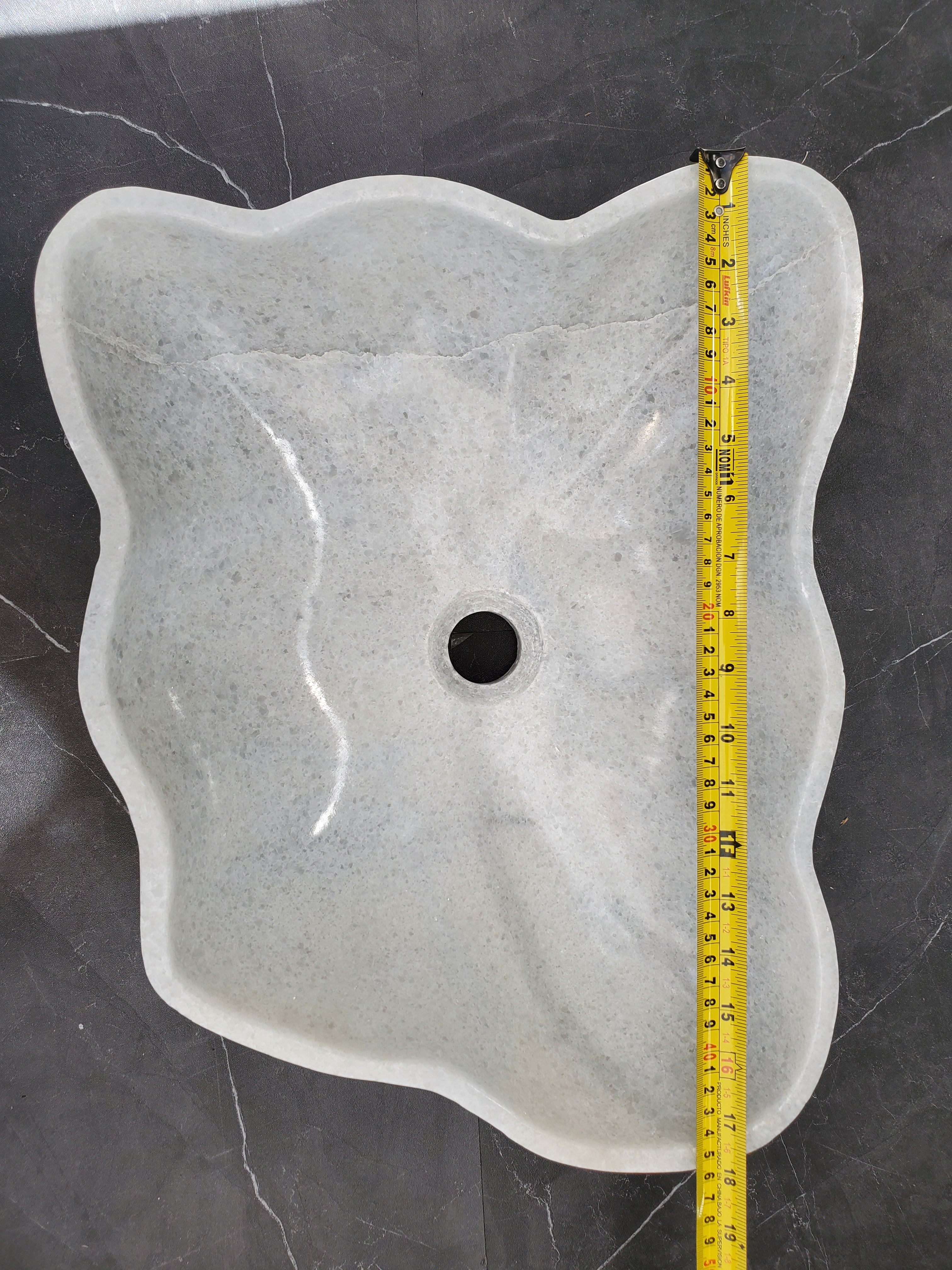 S33_27 Gray Marble Bathroom Vessel Sink - 18 x 14 inch