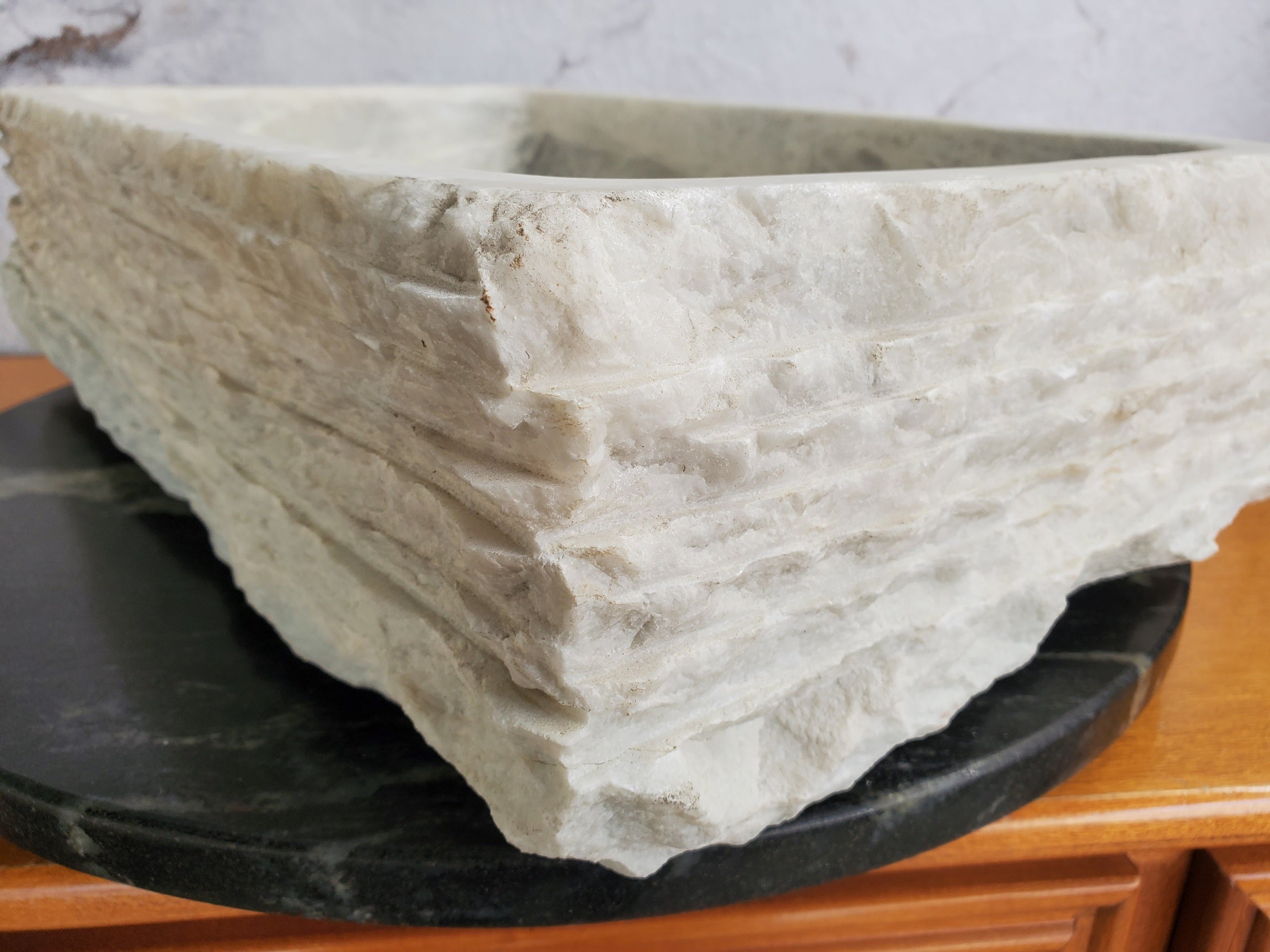 S36_01 White Marble Vessel Bathroom Sink, 19x12 Inch Bathroom Sinks Featured Marble Sinks Sinks
