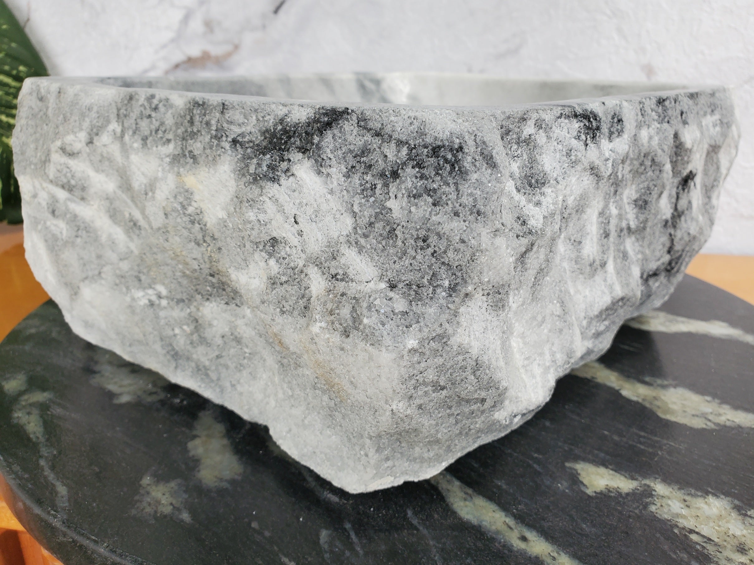 S36_03 Gray Marble Vessel Bathroom Sink, 14.5 x 12 Inch Bathroom Sinks Featured Marble Sinks Sinks