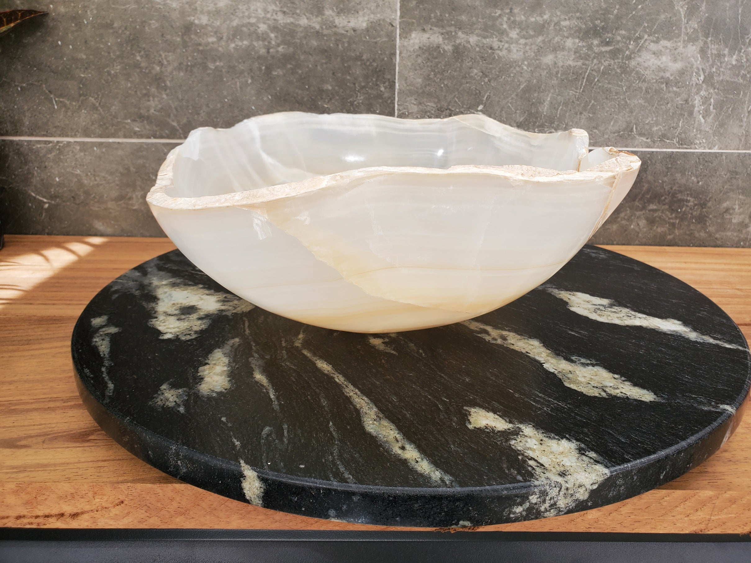 S32_21 Onyx Stone Vessel Bathroom Sink - 16 x 13 inch