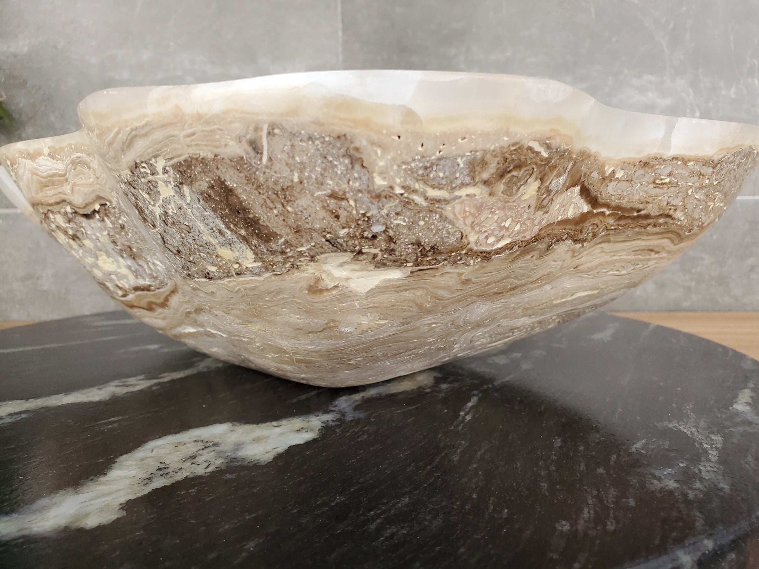 S33_39 Onyx Stone Vessel Bathroom Sink - 17 x 13 inch