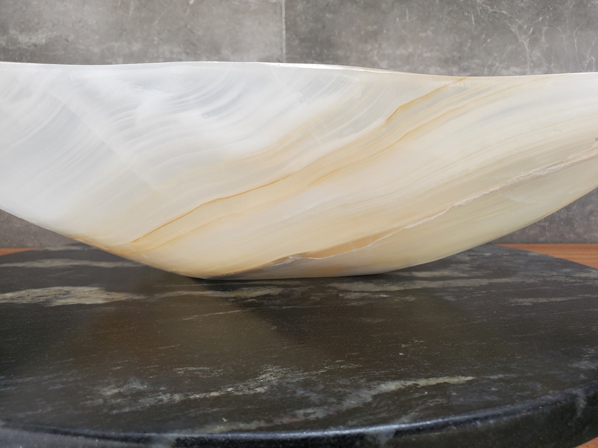 S33_23 White Onyx Bathroom Vessel Sink - 17 x 16 inch