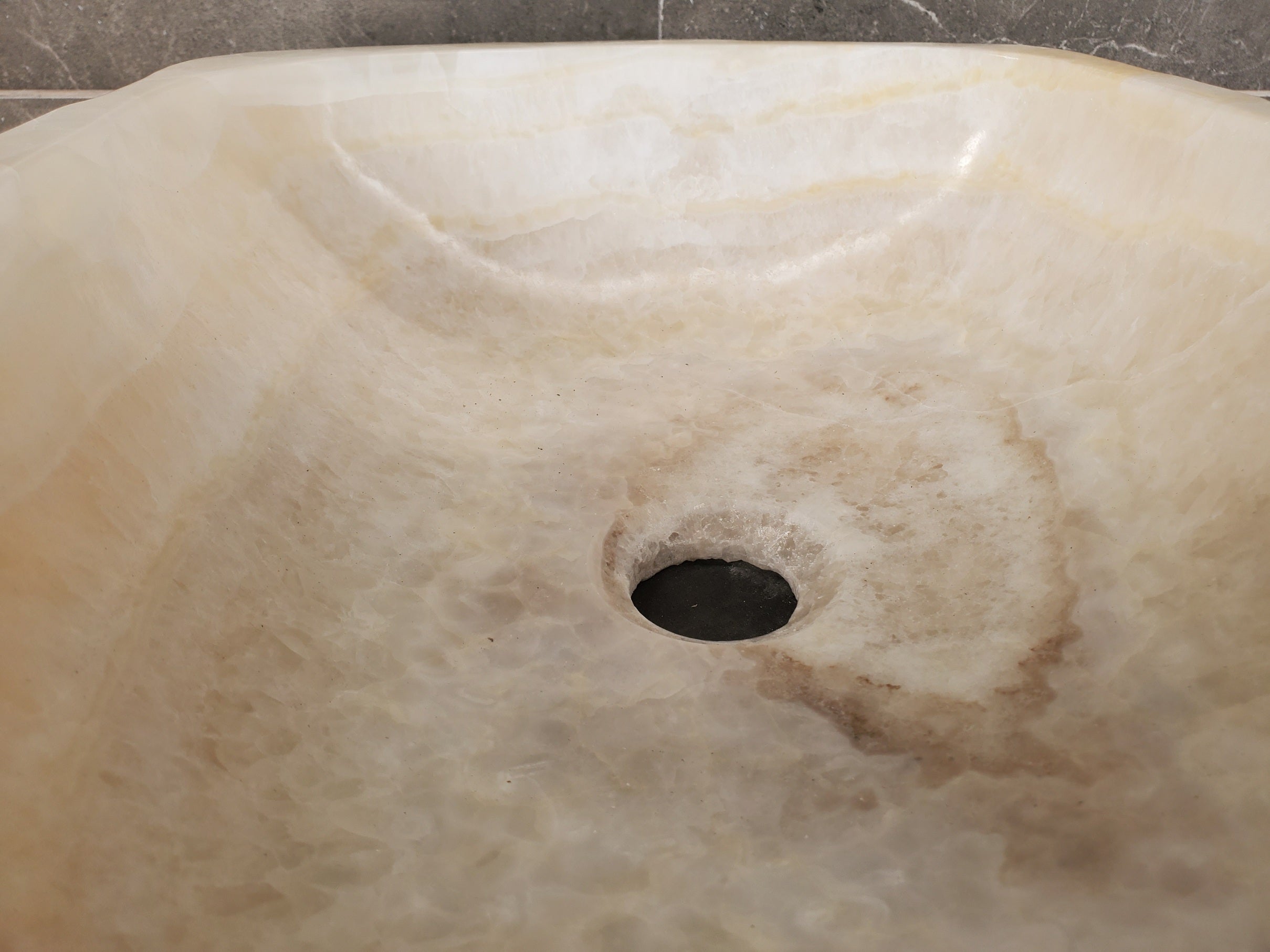S34_09 Onyx Stone Vessel Bathroom Sink - 17 x 12.8 inch