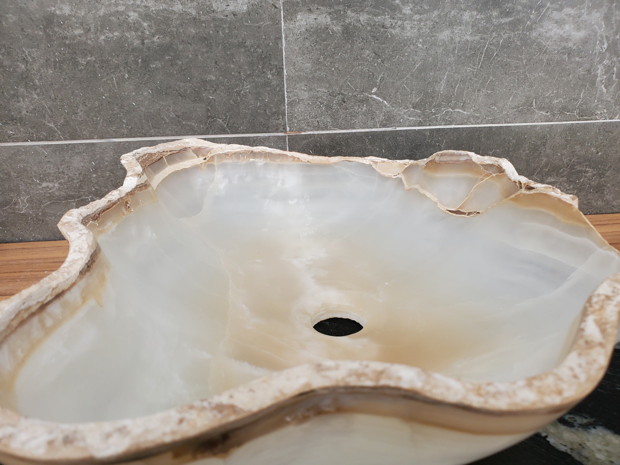 S32_13 Onyx Stone Vessel Bathroom Sink - 17 x 12 inch