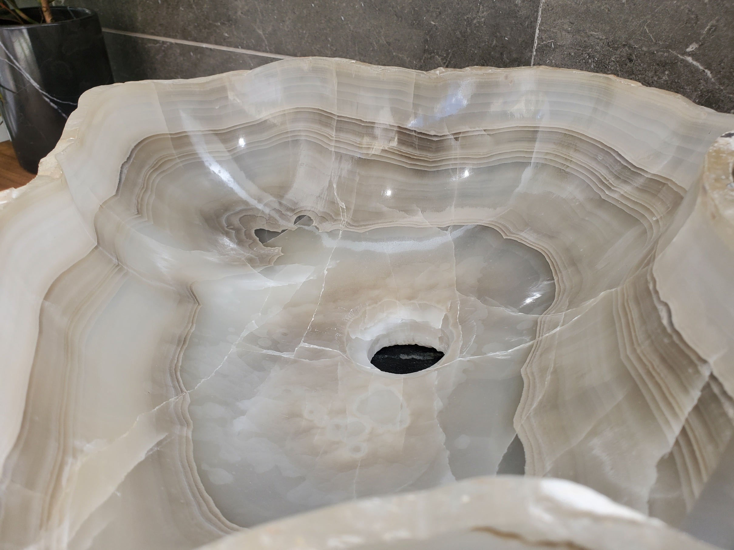 S32_16 Onyx Stone Vessel Bathroom Sink - 15.5 x 12 inch
