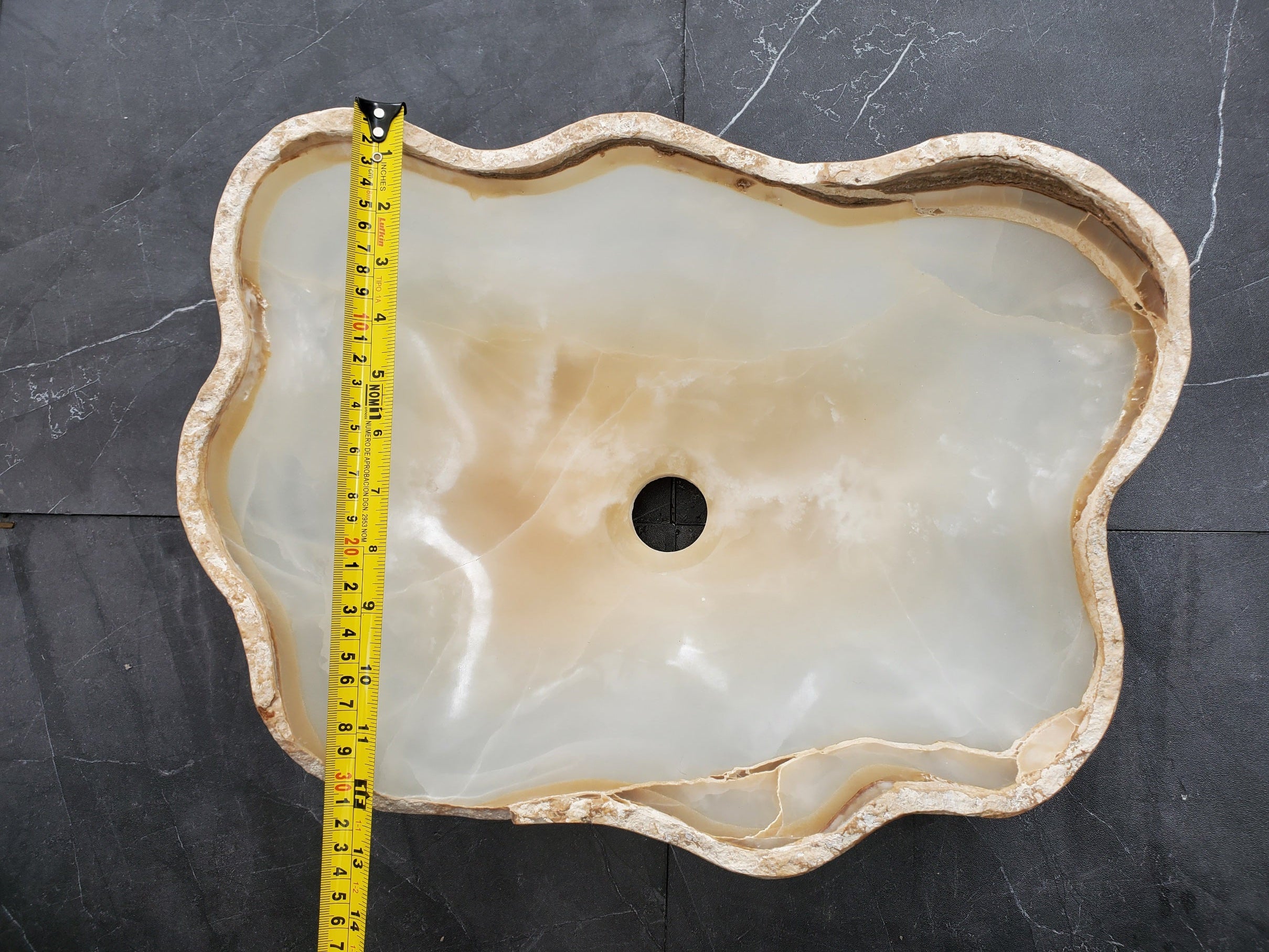 S32_13 Onyx Stone Vessel Bathroom Sink - 17 x 12 inch