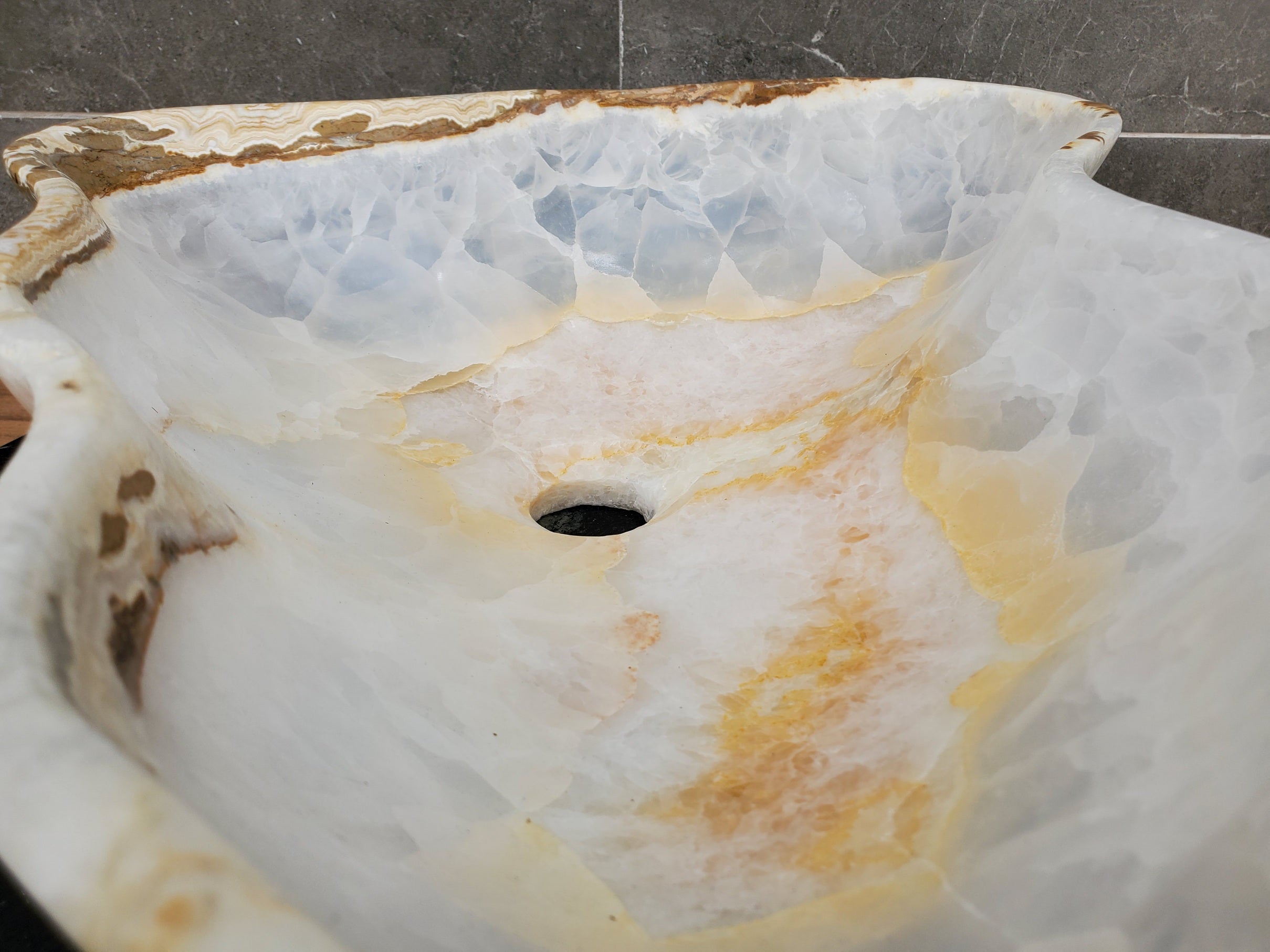 S32_10 Onyx Stone Vessel Bathroom Sink - 20 x 12.5 inch