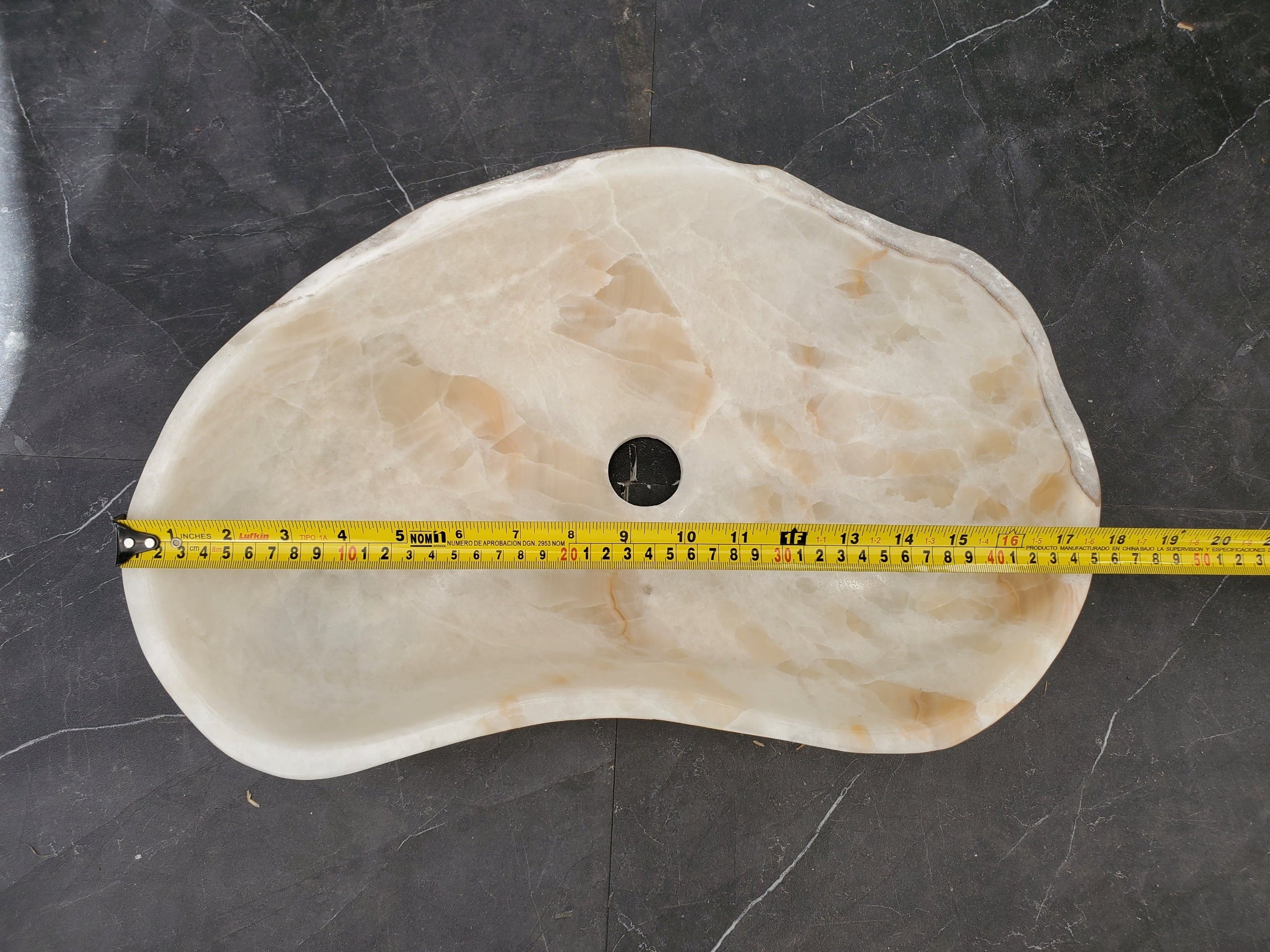 S33_33 Neutral White Onyx Bathroom Vessel Sink - 18 x 11 inch