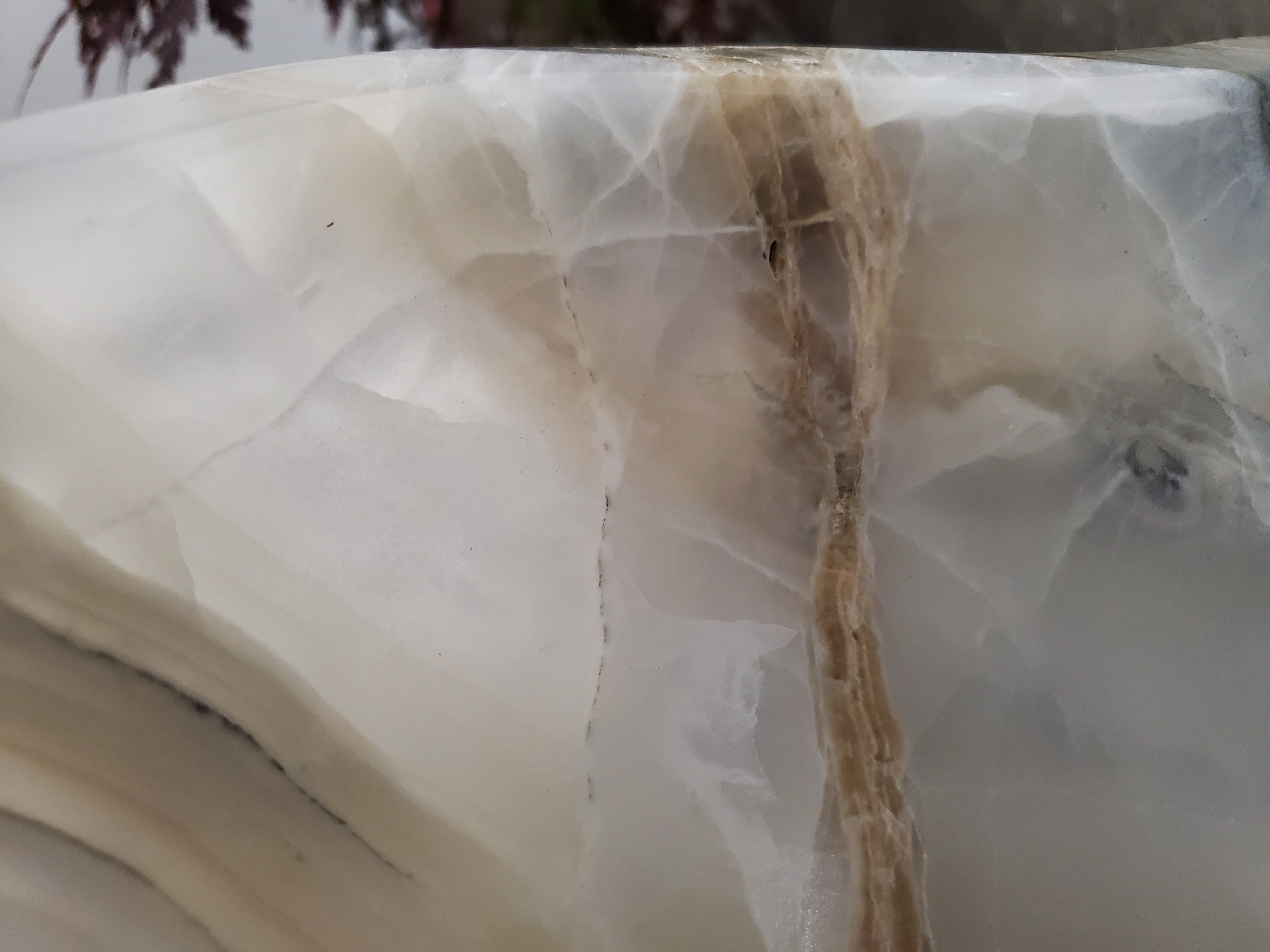 Cream White Onyx Vessel Sink, 14x13 Inch Natural Stone Countertop Basin, Polished Luxury Vanity Sink, Spa Bathroom Decor S40_23