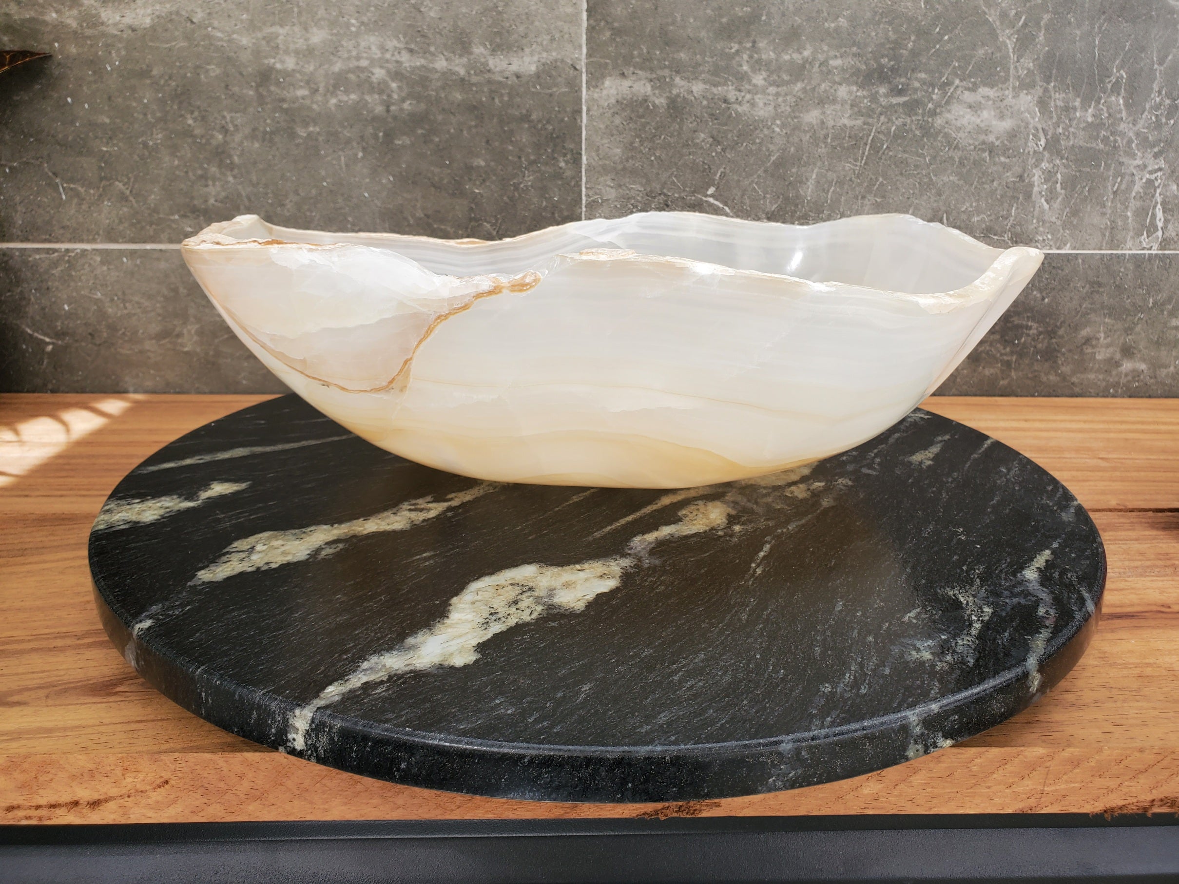 S32_21 Onyx Stone Vessel Bathroom Sink - 16 x 13 inch