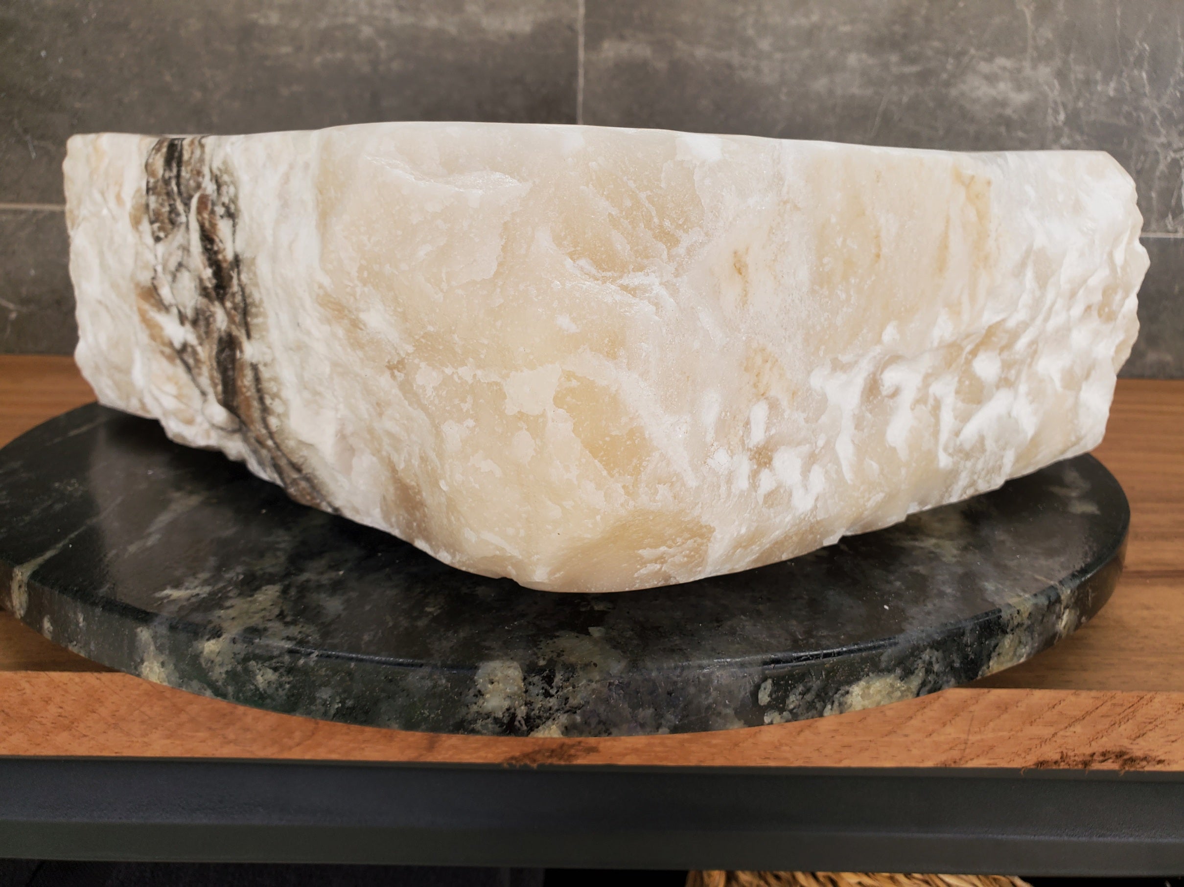 S33_08 Onyx Stone Vessel Bathroom Sink - 17 x 13.5 inch