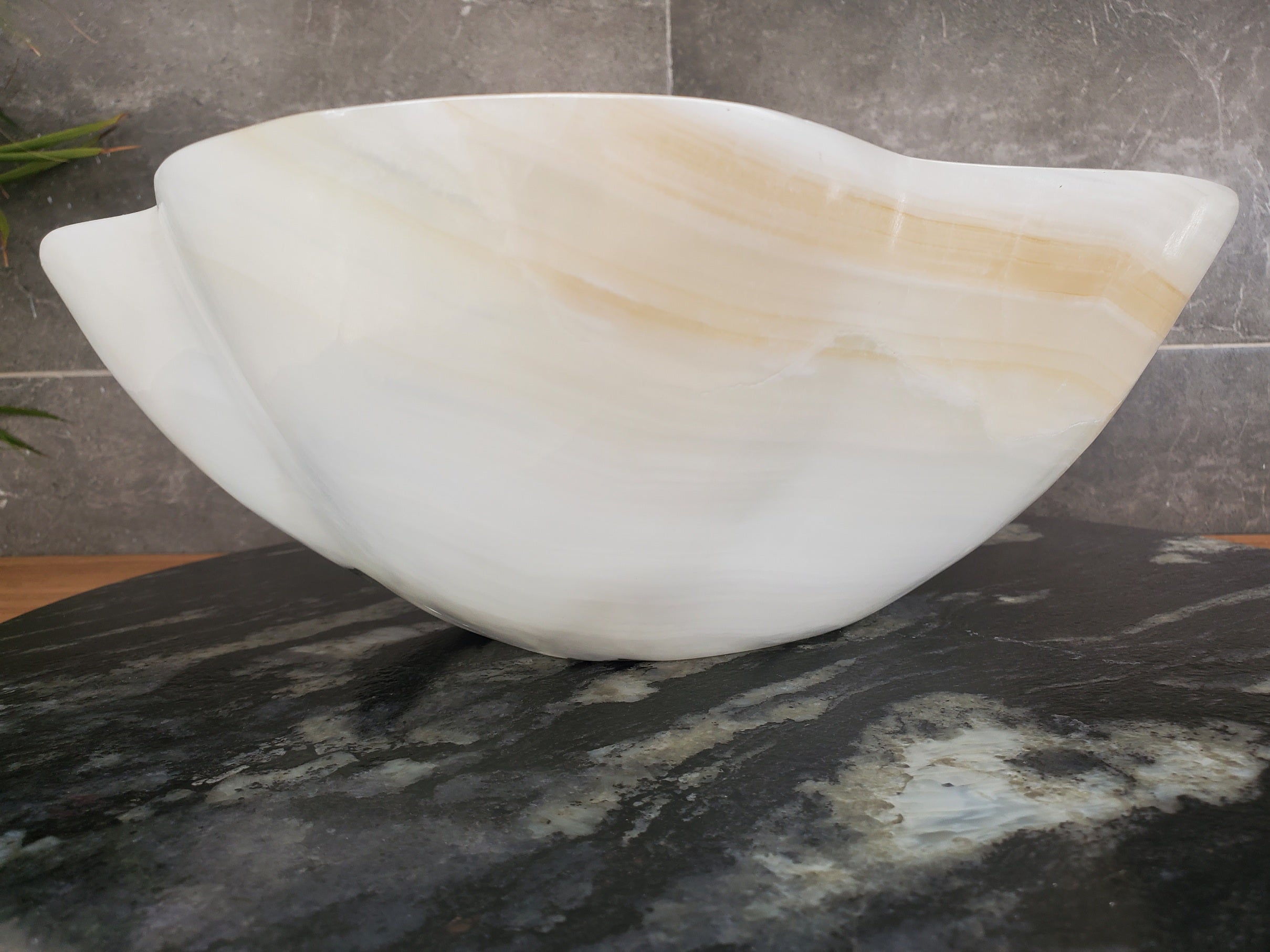 S33_26 White Onyx Bathroom Vessel Sink - 15.5 x 13 inch