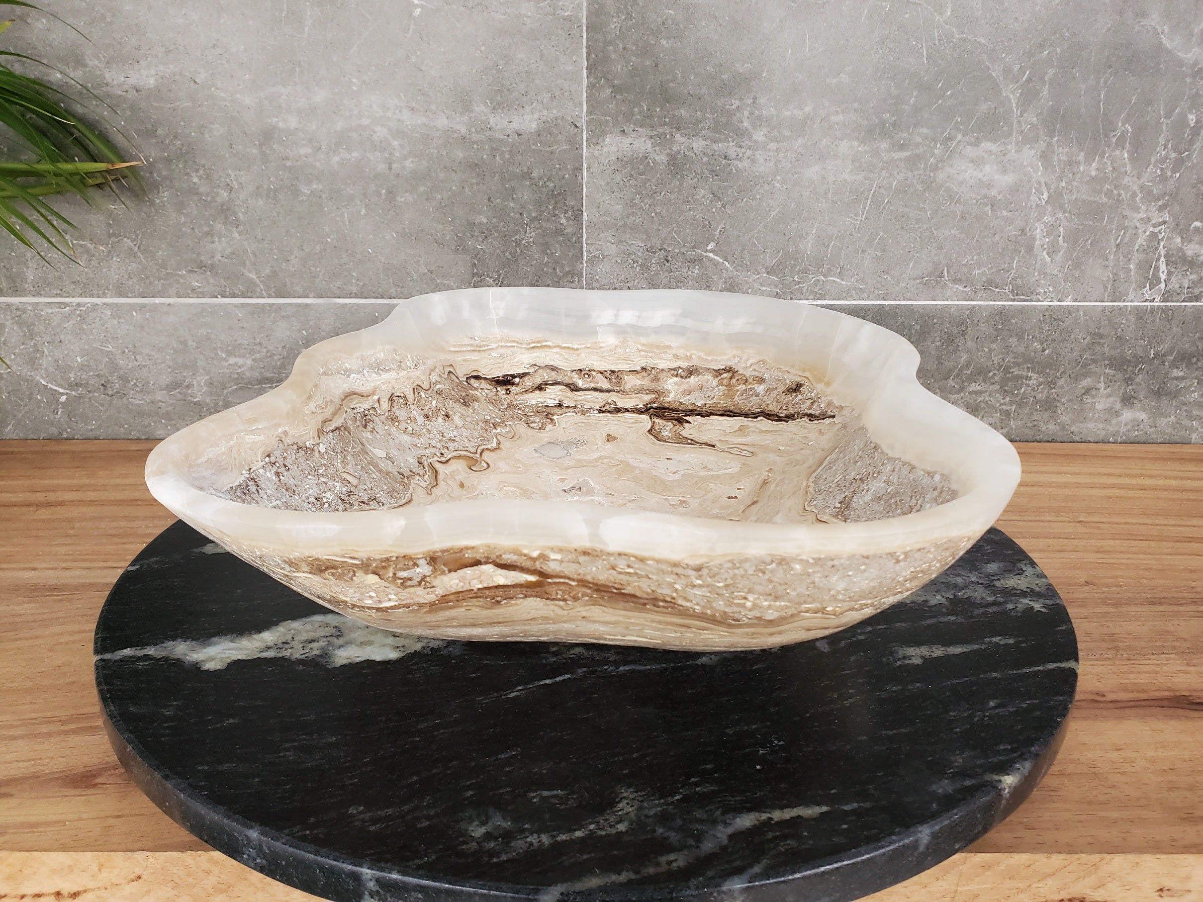 S33_39 Onyx Stone Vessel Bathroom Sink - 17 x 13 inch