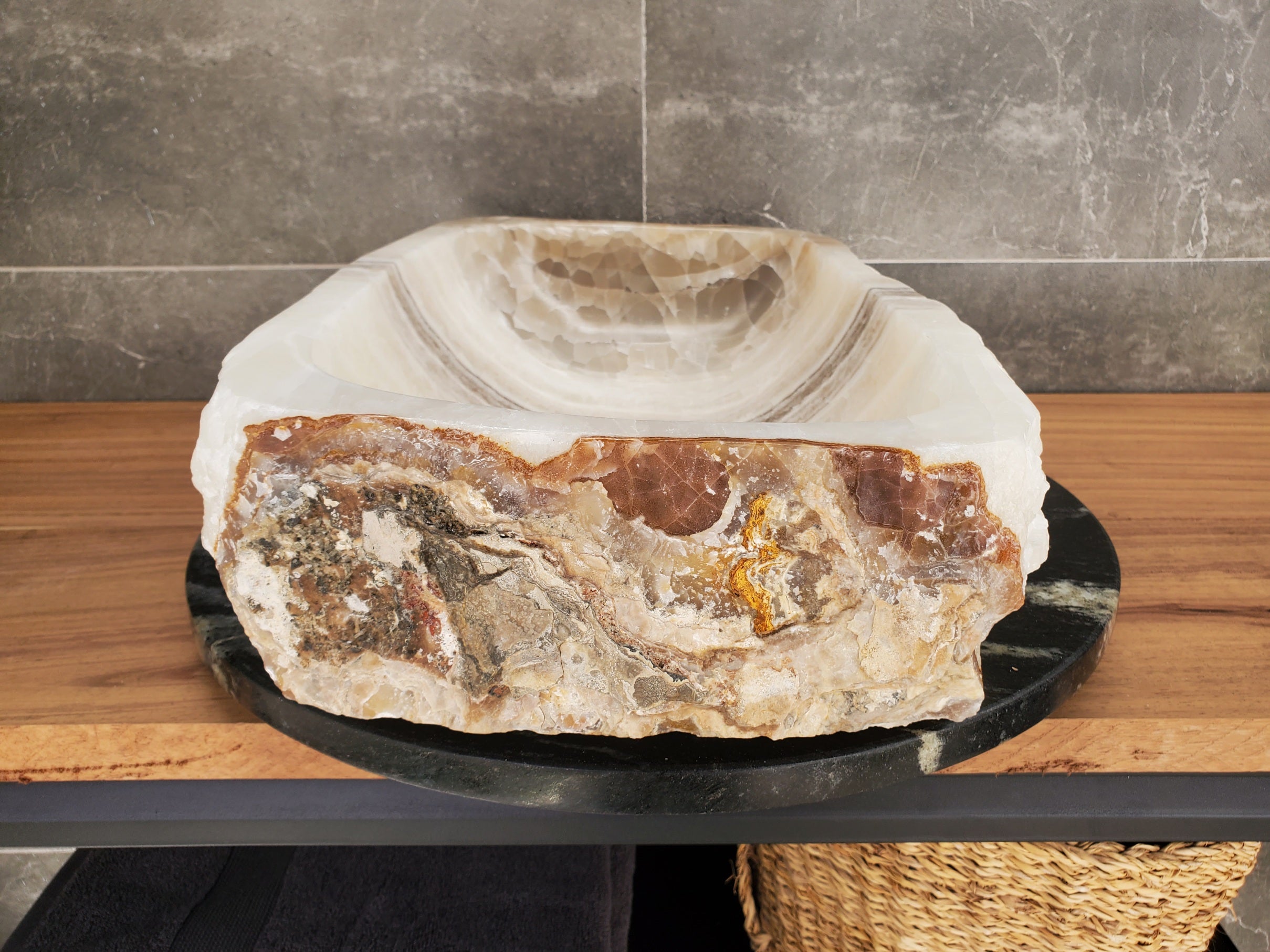 S33_09 Onyx Stone Vessel Sink - 19.5 x 13 inch