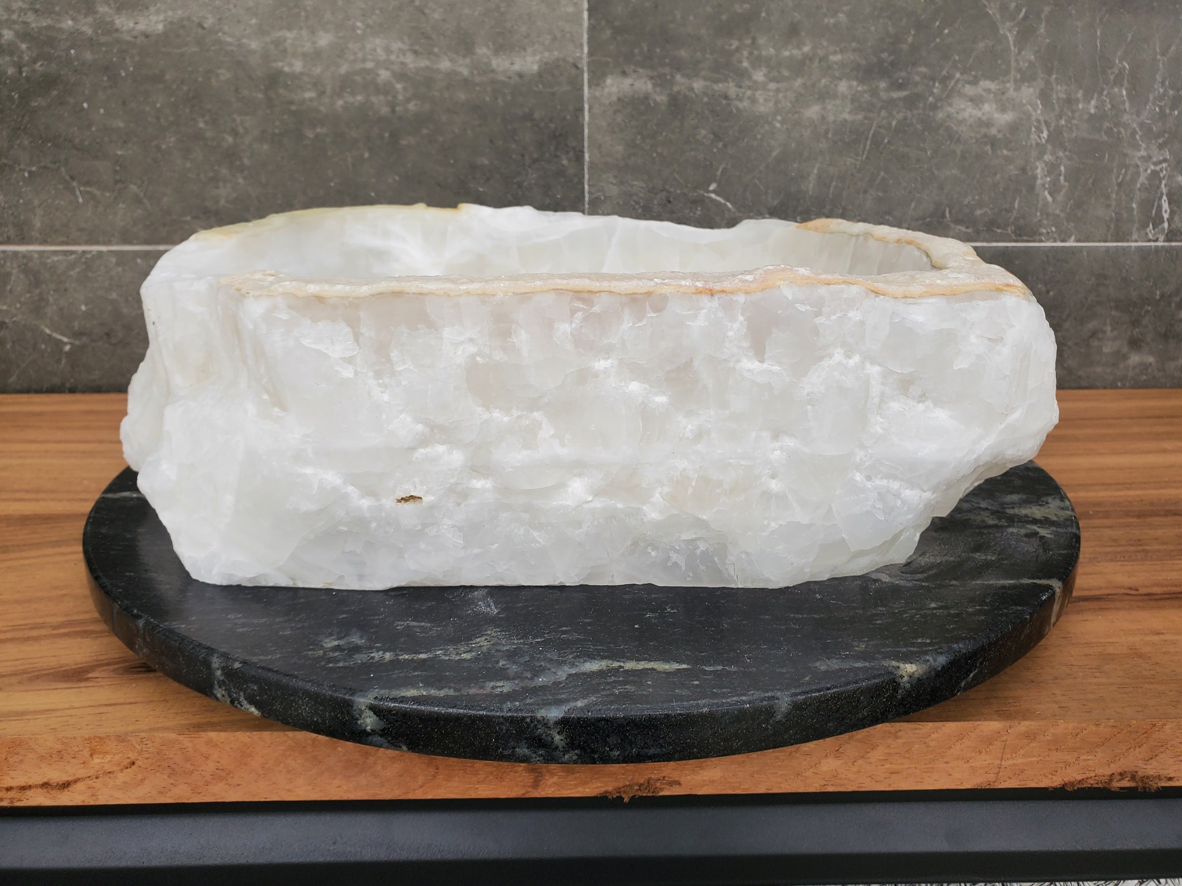 S31_45 Onyx Stone Vessel Bathroom Sink - 15.5 x 13.5 Inch