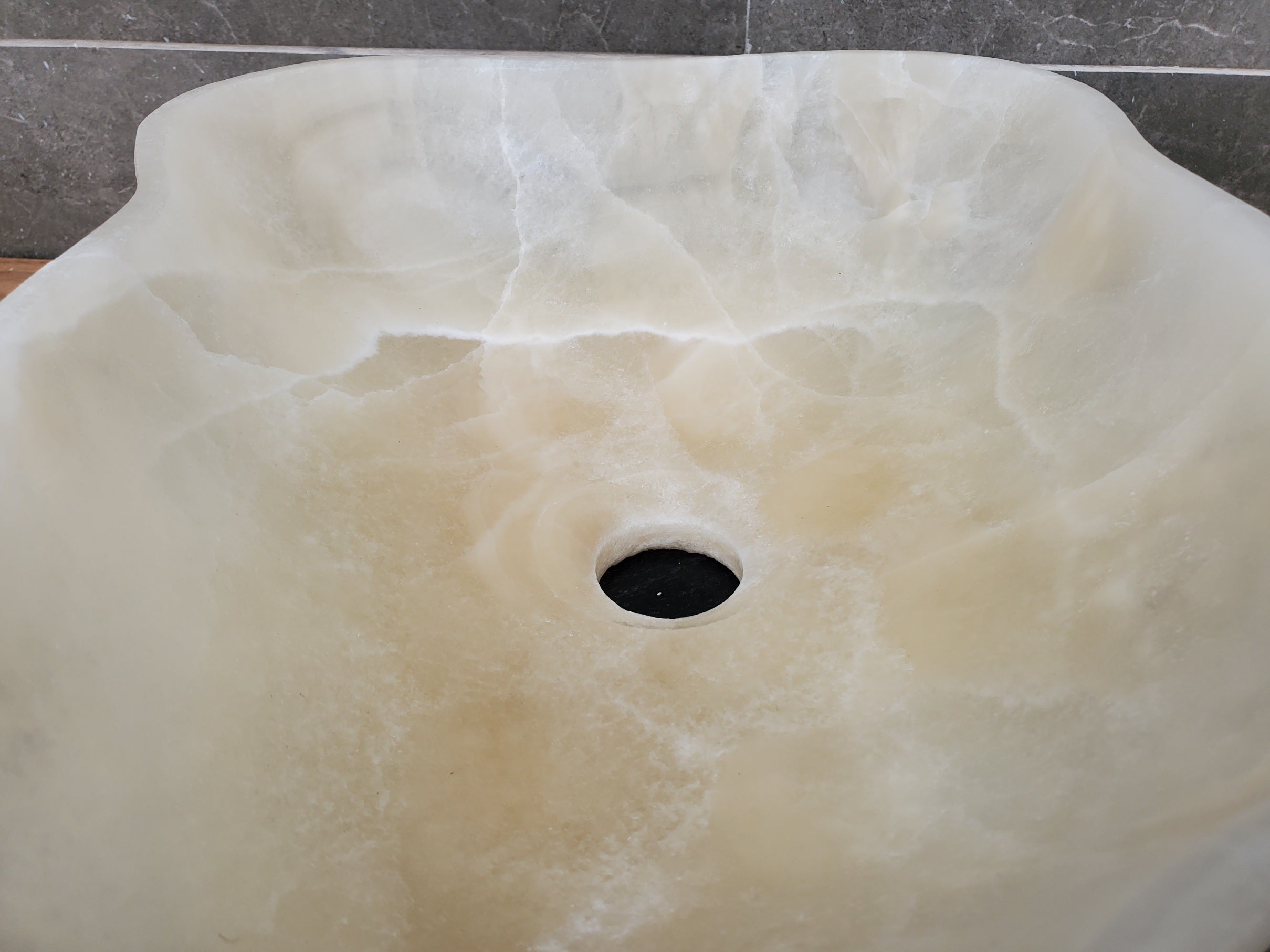 S32_04 Onyx Stone Vessel Bathroom Sink - 16.5 x 13 Inch