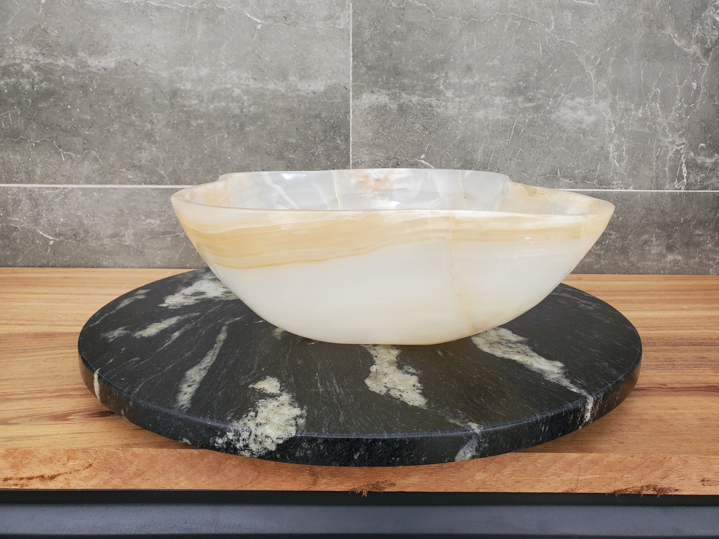S32_11 Onyx Stone Vessel Bathroom Sink - 18 x 12 inch