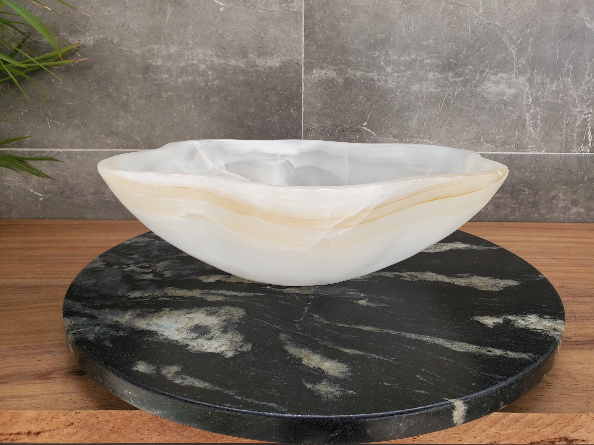 S33_26 White Onyx Bathroom Vessel Sink - 15.5 x 13 inch