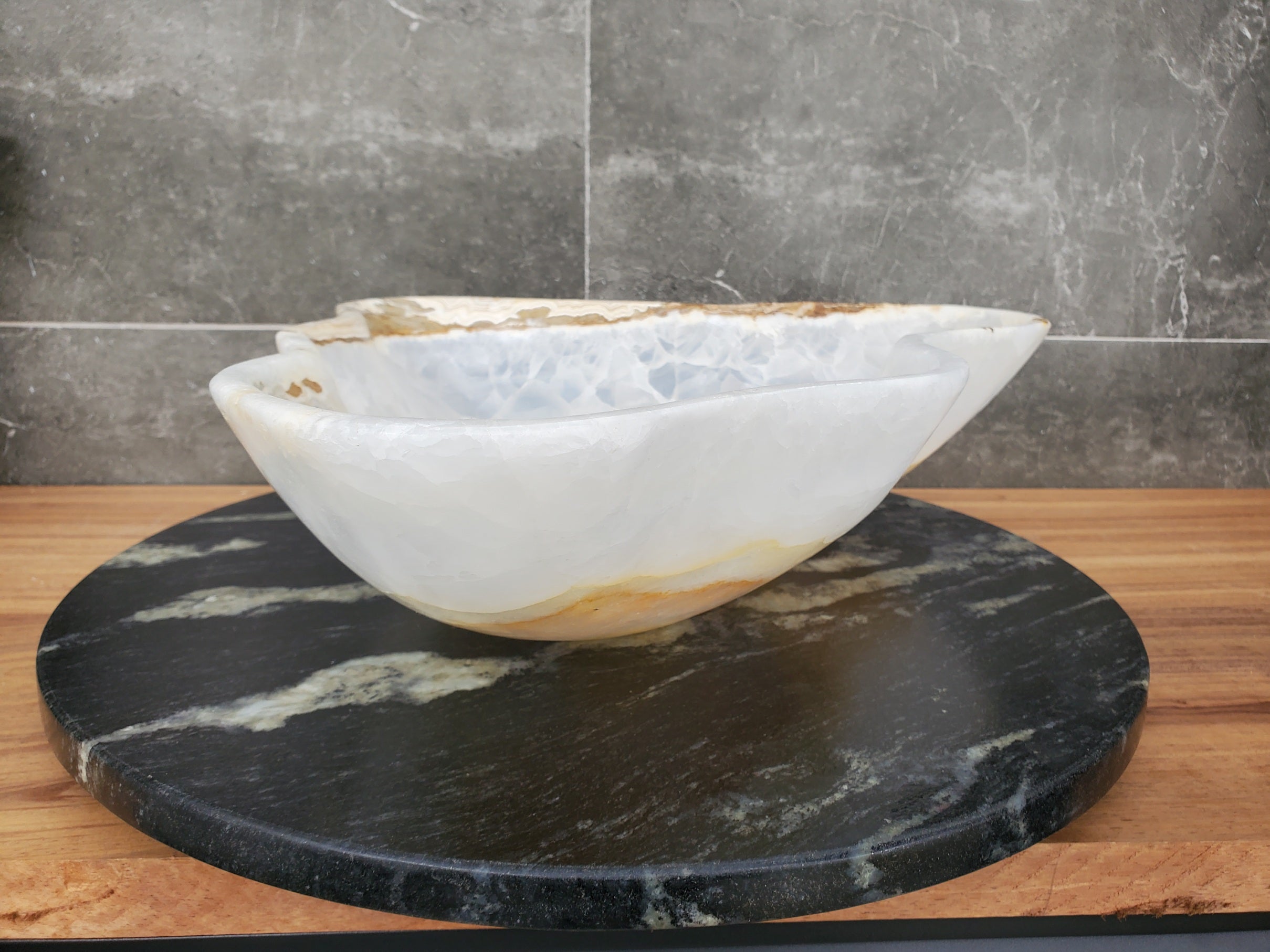 S32_10 Onyx Stone Vessel Bathroom Sink - 20 x 12.5 inch