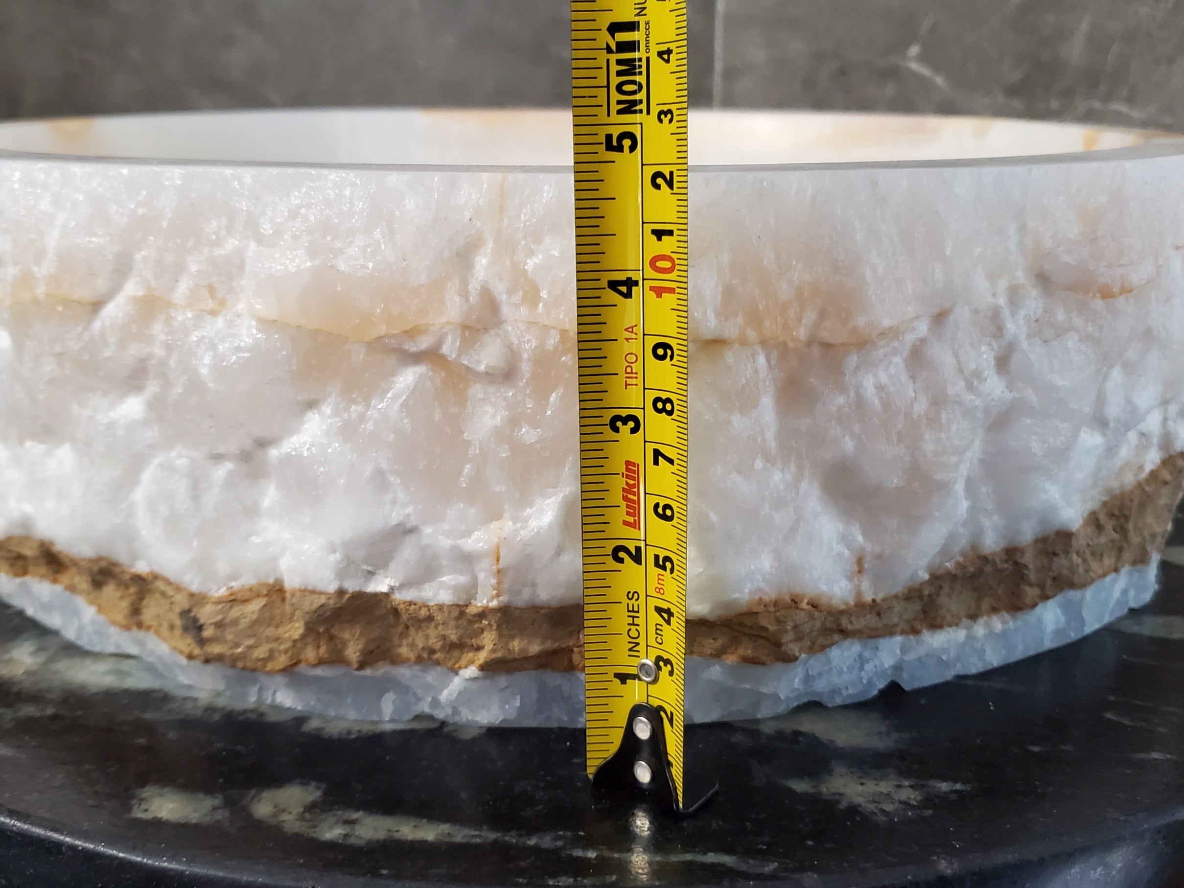 White Onyx Marble Vessel Sink – Round Natural Stone Countertop Sink, Polished Vanity Basin, Luxury Spa Bathroom Decor 16 Inch S40_06 Bathroom Sinks Featured Onyx Sinks Sinks