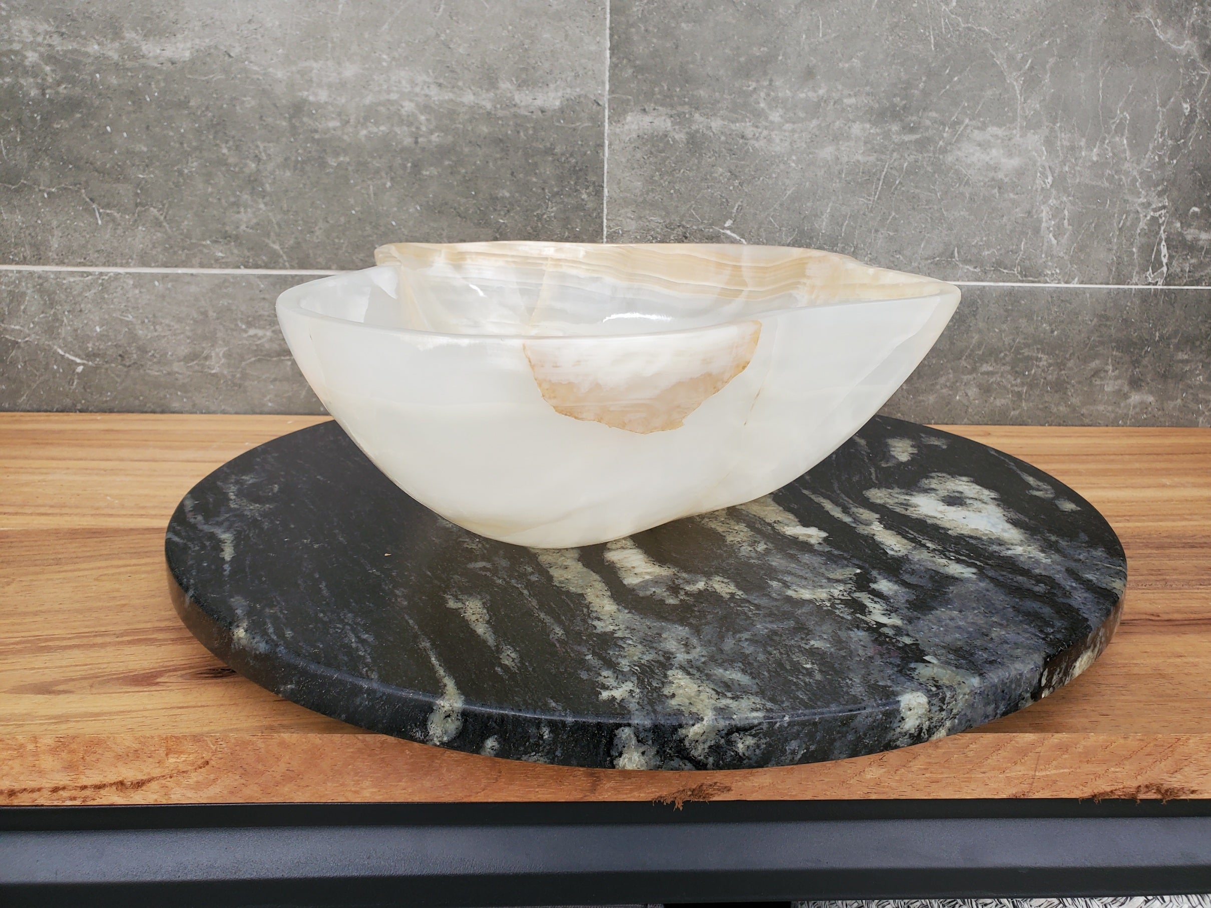 S32_11 Onyx Stone Vessel Bathroom Sink - 18 x 12 inch