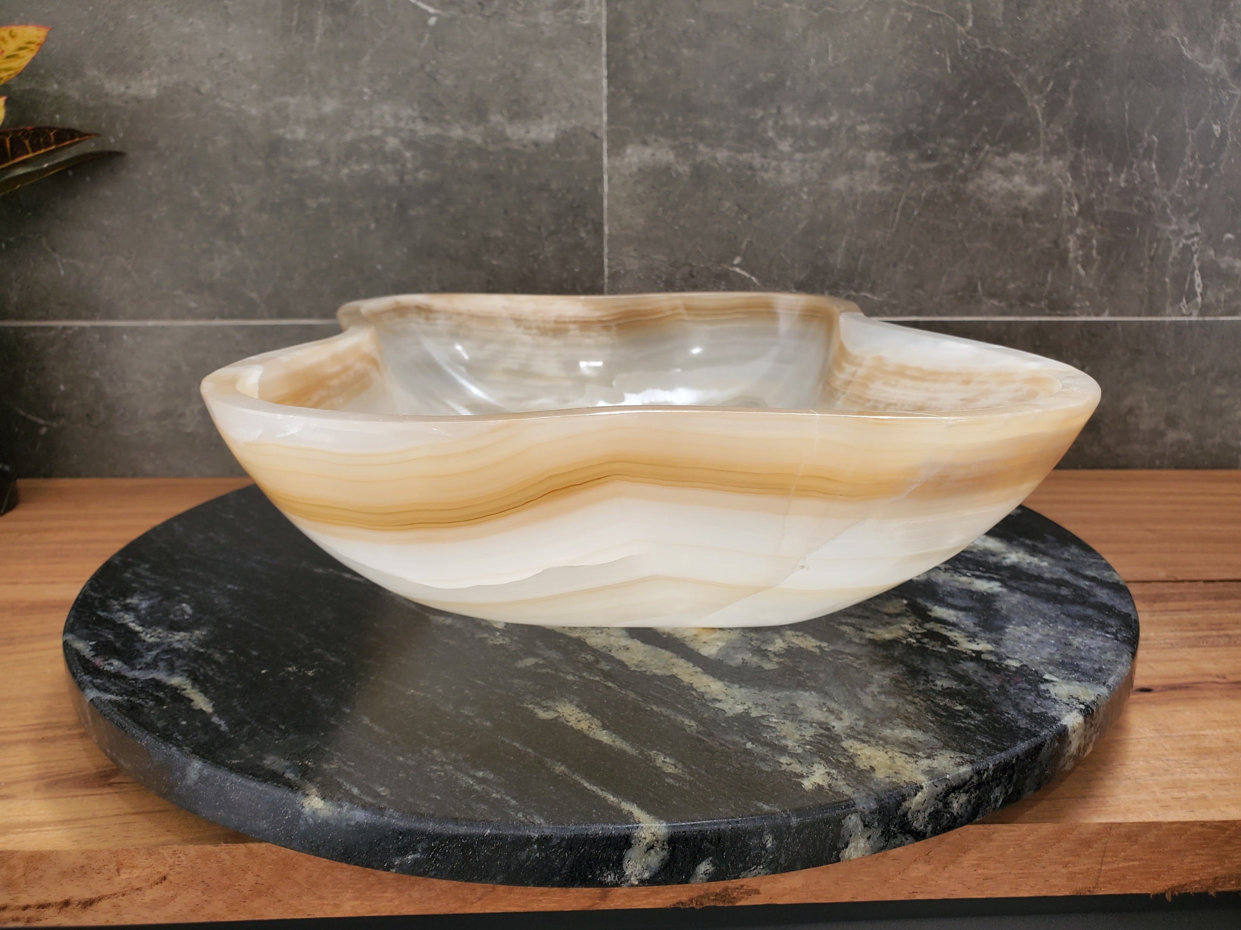S32_14 Onyx Stone Vessel Bathroom Sink - 17.5 x 13 inch