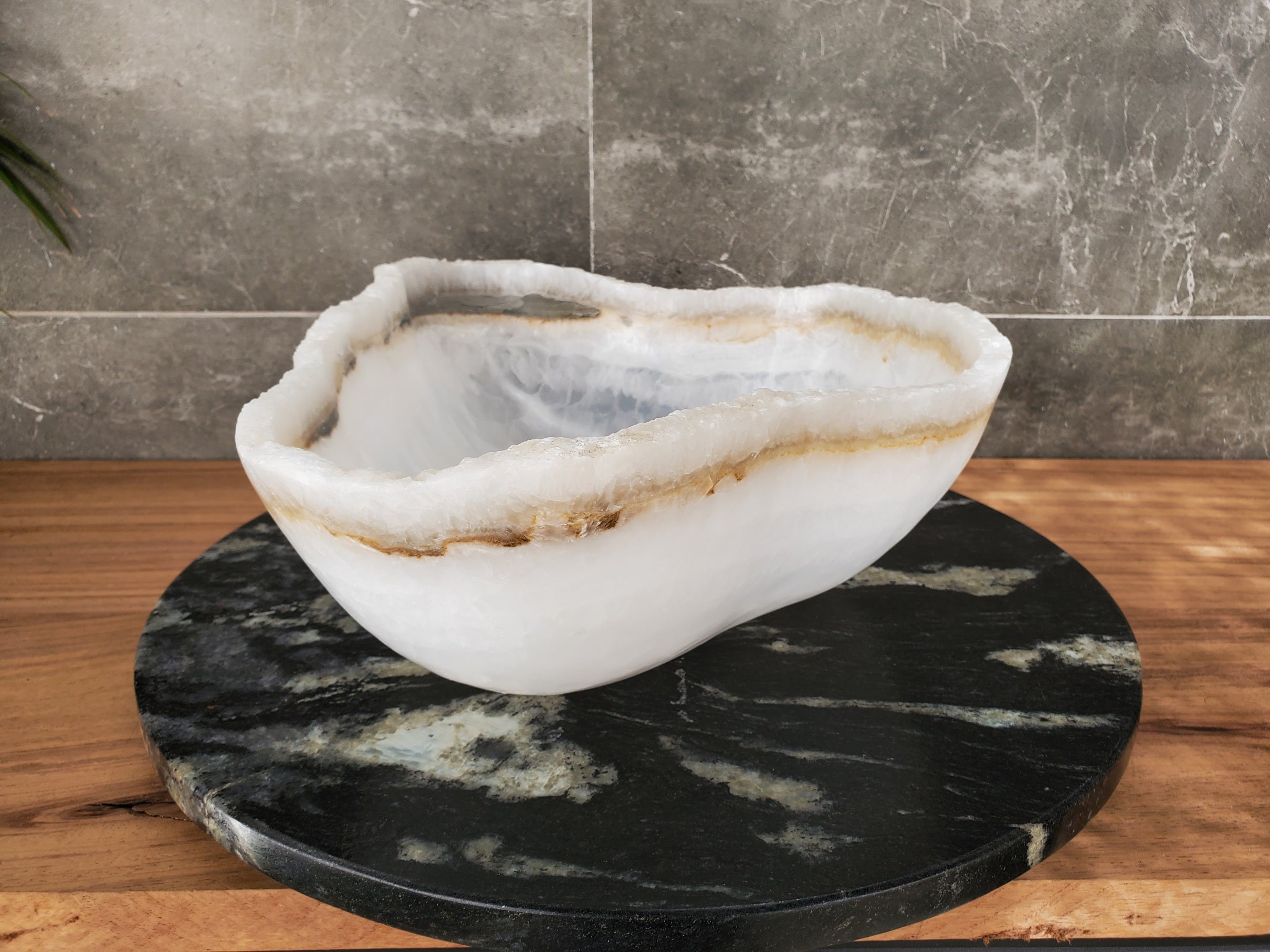 S33_49 White Onyx Bathroom Vessel Sink