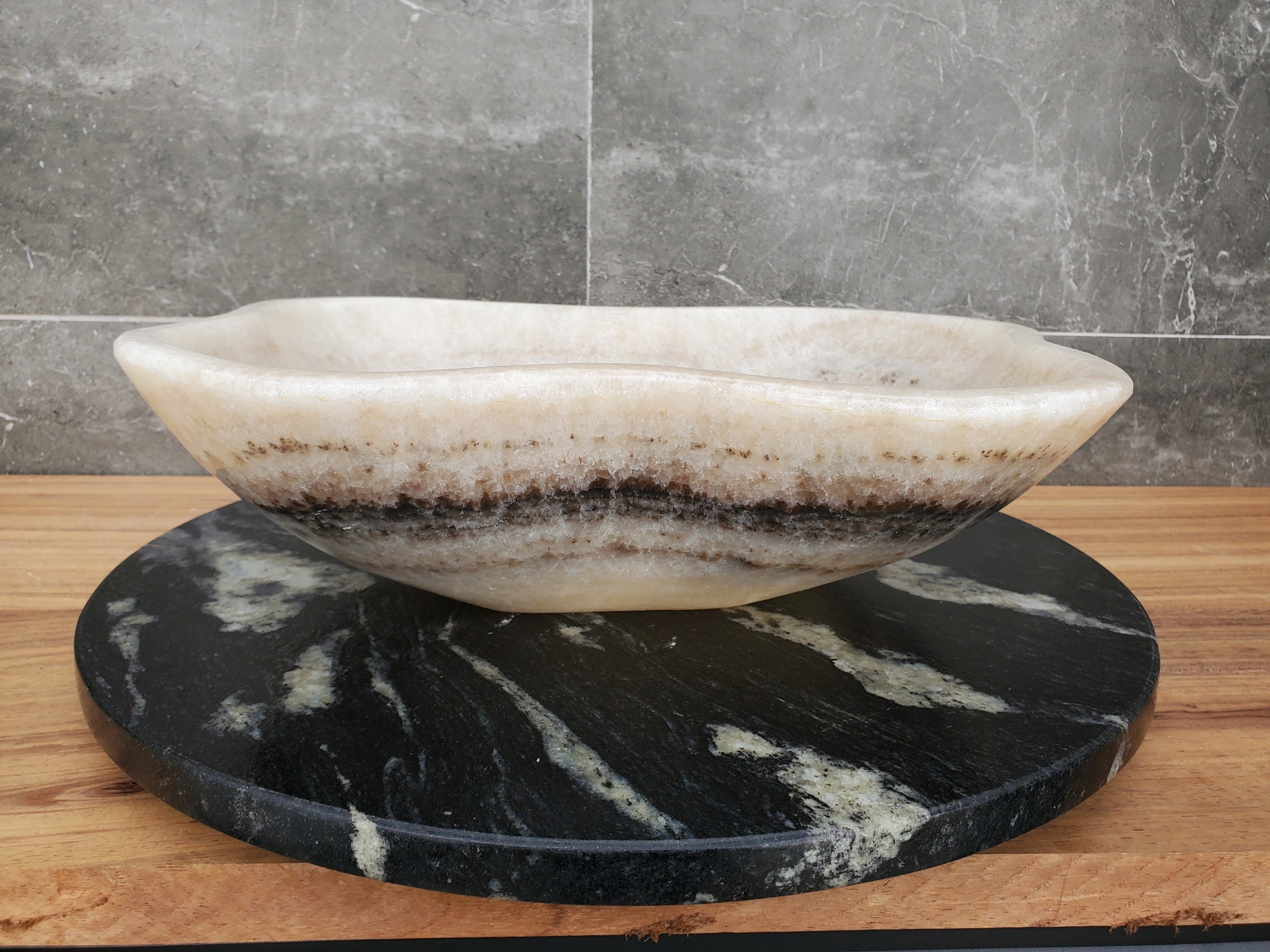 S32_12 Onyx Stone Vessel Bathroom Sink - 16.5 x 13.5 inch