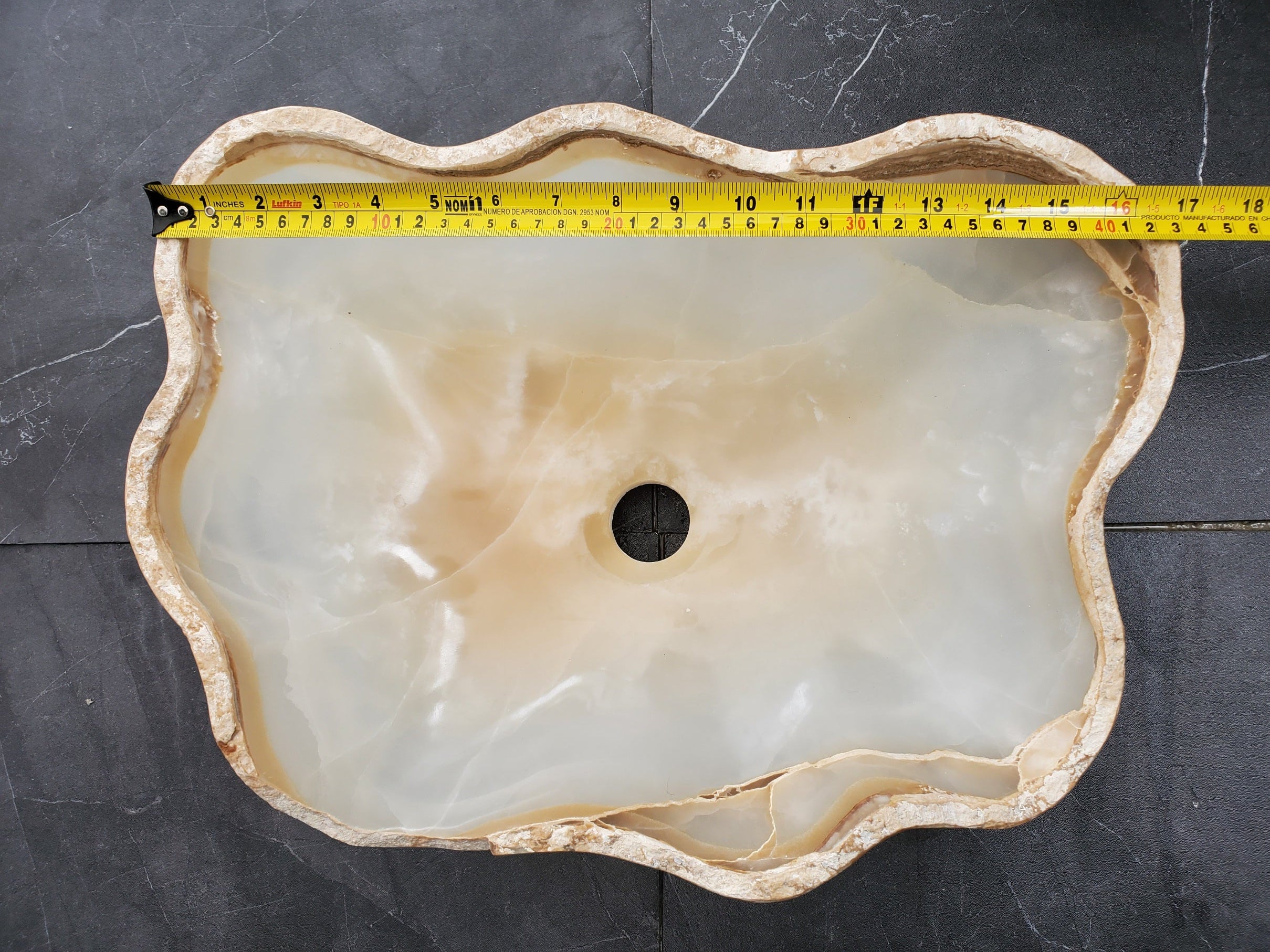 S32_13 Onyx Stone Vessel Bathroom Sink - 17 x 12 inch