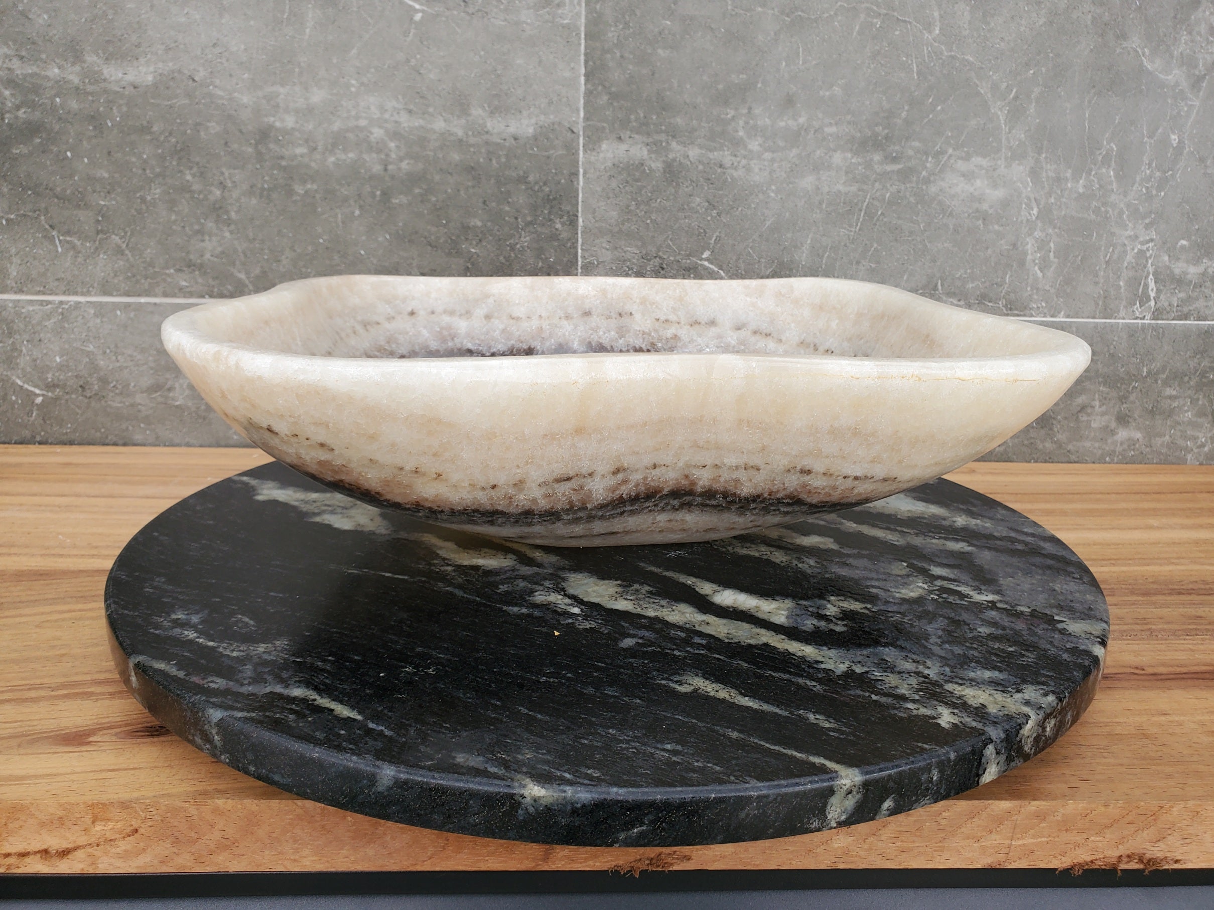 S32_12 Onyx Stone Vessel Bathroom Sink - 16.5 x 13.5 inch