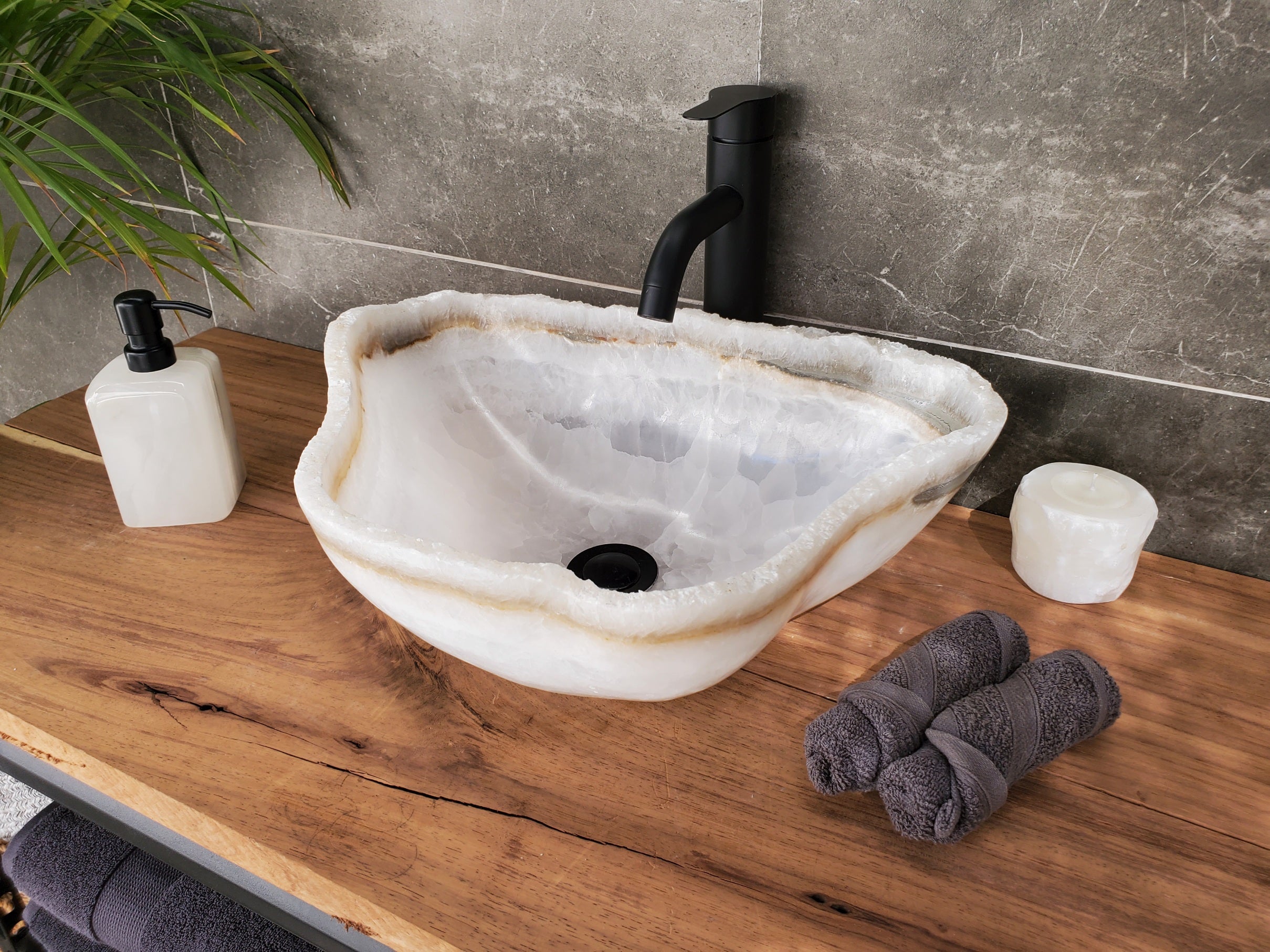 S33_49 White Onyx Bathroom Vessel Sink