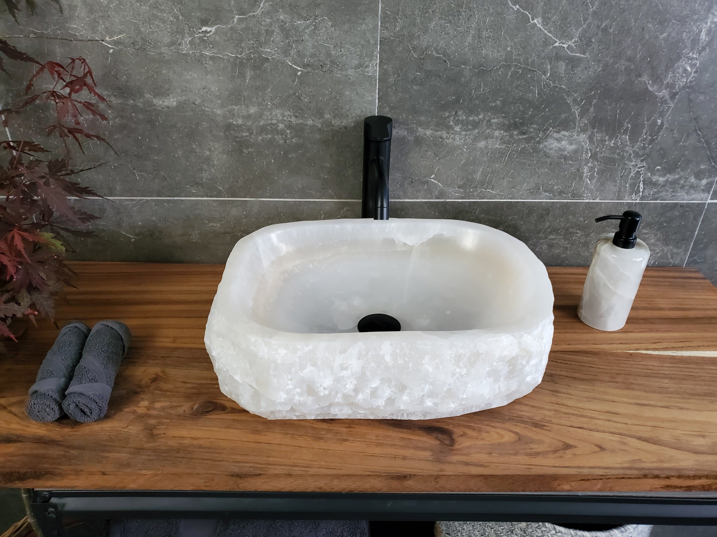 White Cream Onyx Marble Vessel Sink, 18x13 Inch Natural Stone Countertop Basin, Polished Luxury Vanity Sink, Spa Bathroom Decor S40_05 Bathroom Sinks Featured Onyx Sinks Sinks