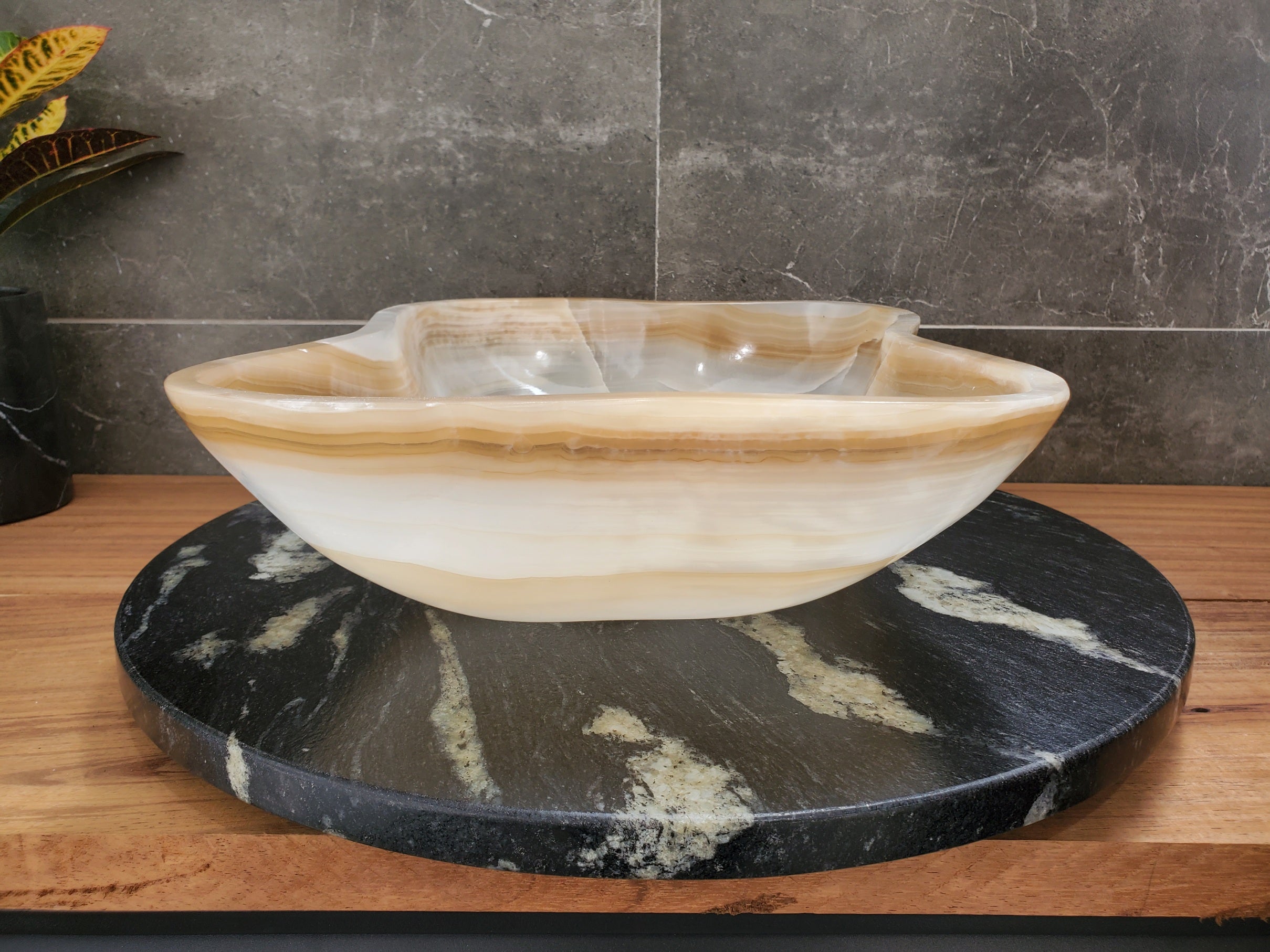 S32_14 Onyx Stone Vessel Bathroom Sink - 17.5 x 13 inch