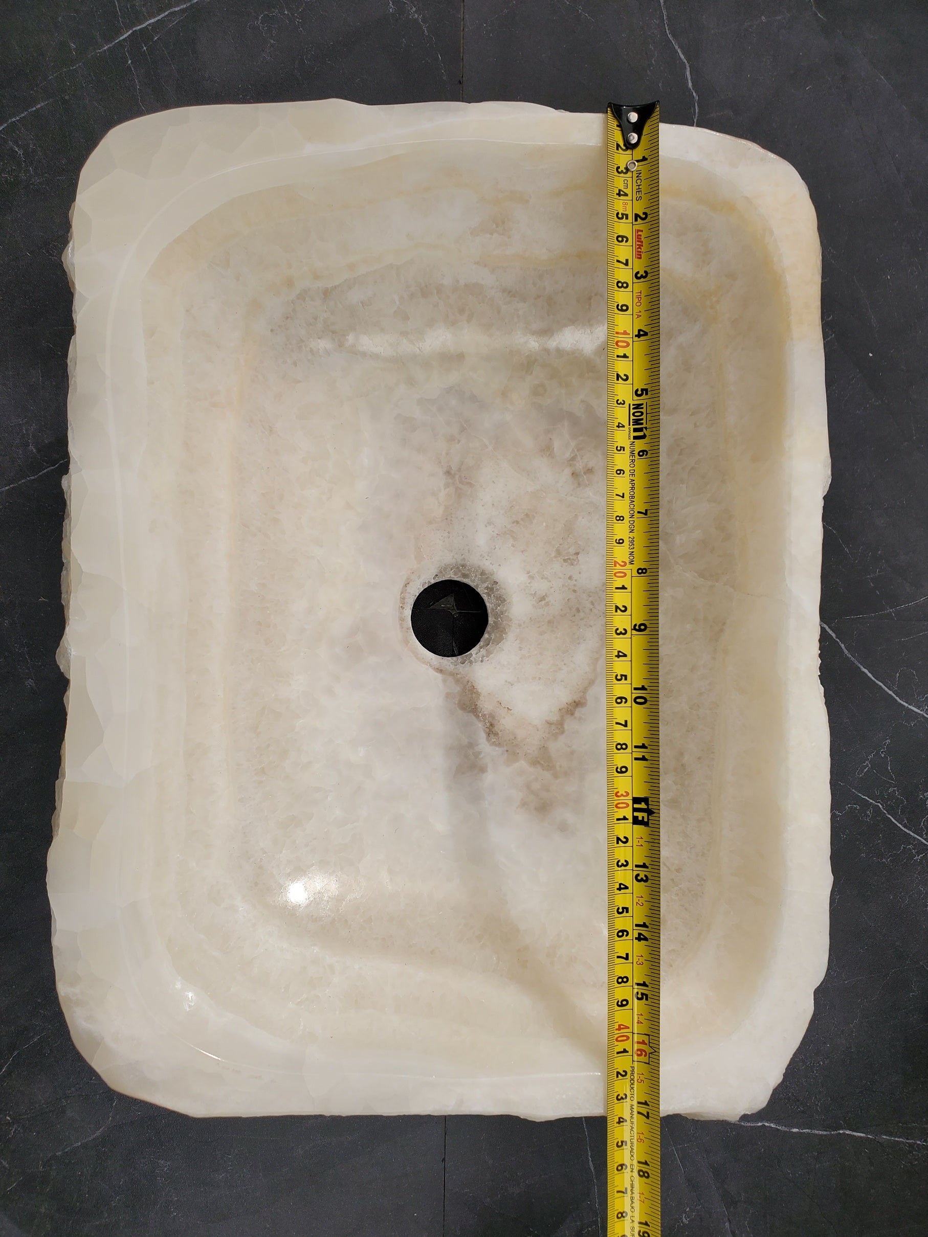 S34_09 Onyx Stone Vessel Bathroom Sink - 17 x 12.8 inch