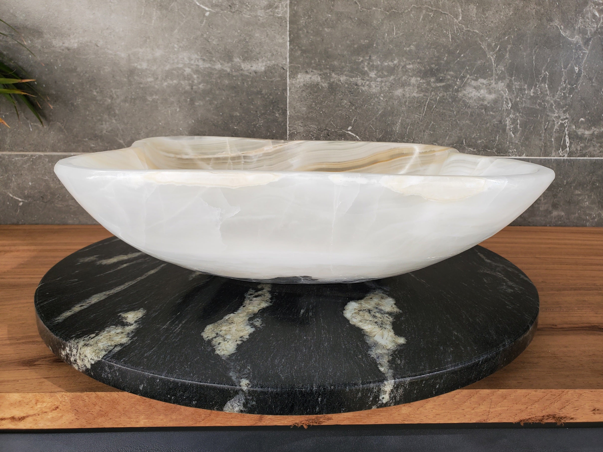 S33_28 White Onyx Bathroom Vessel Sink - 16 x 16 inch