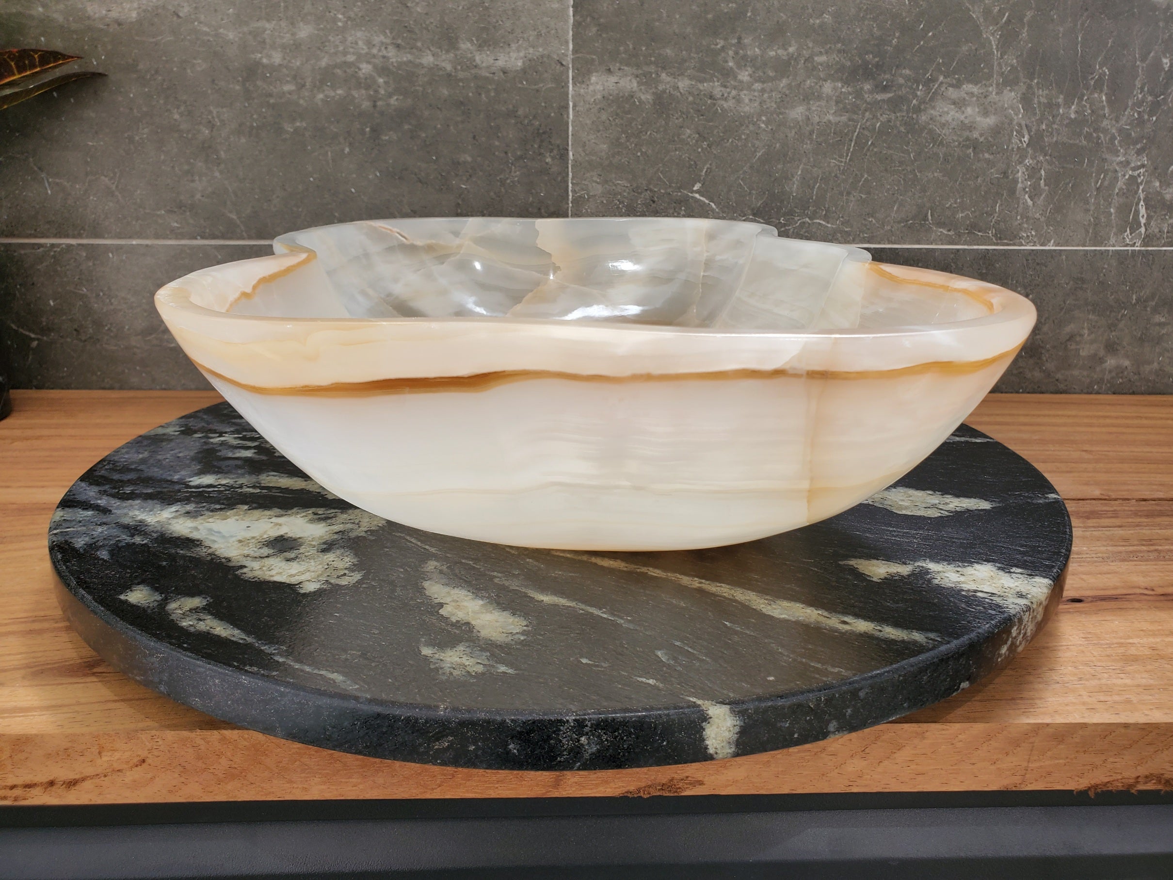 S32_15 Onyx Stone Vessel Bathroom Sink- 19 x 13.5 inch