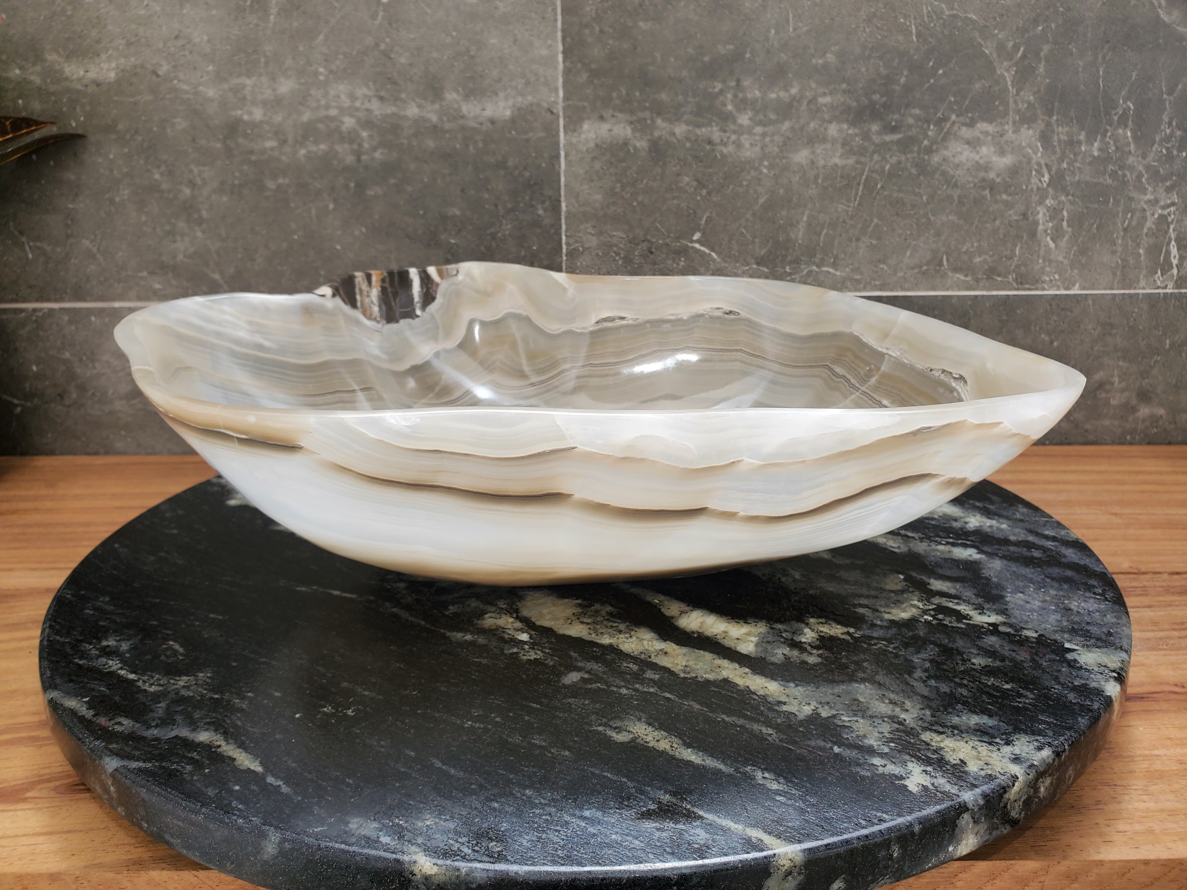 S32_17 Onyx Stone Vessel Bathroom Sink - 15 x 13 inch