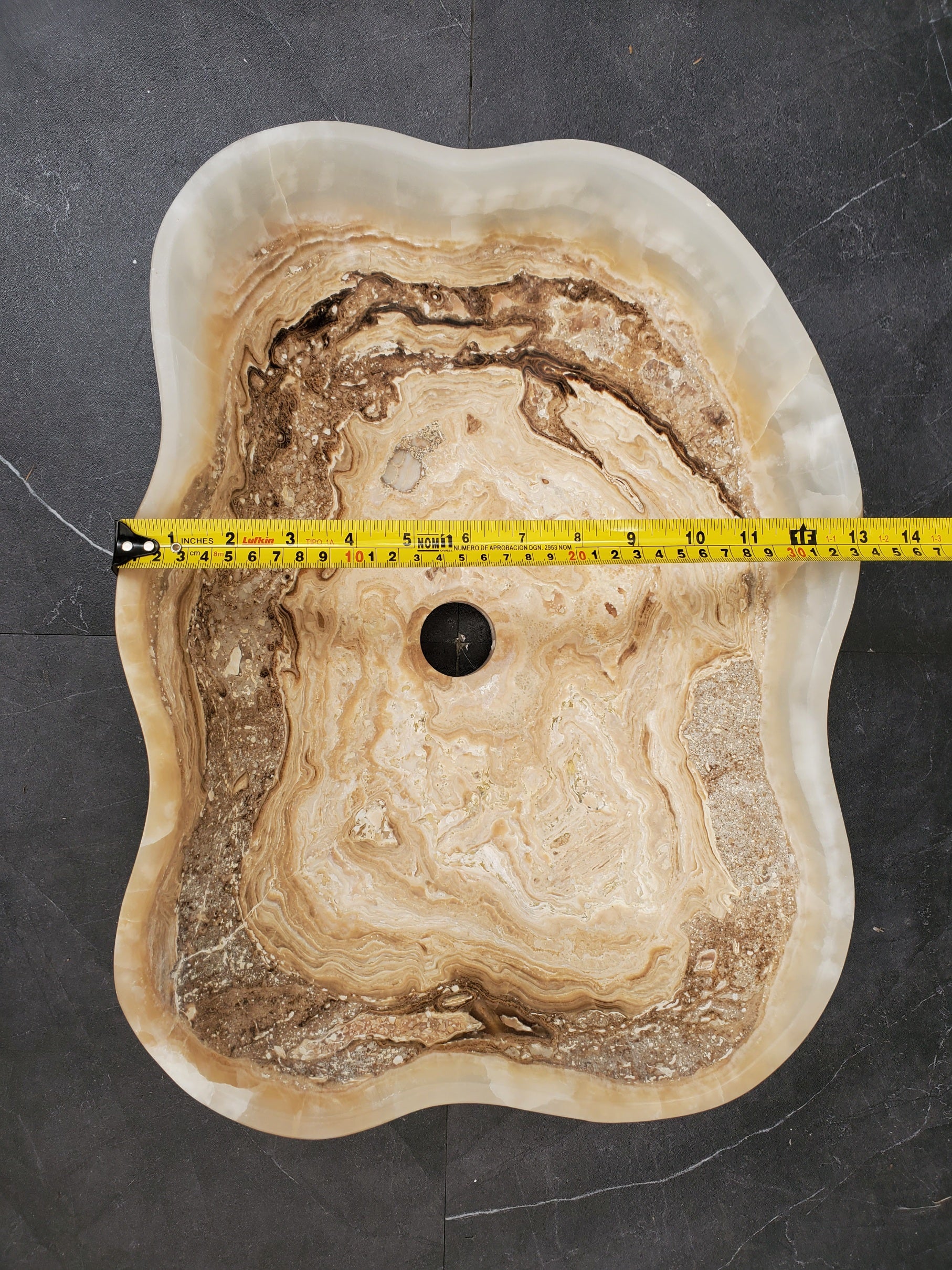 S33_39 Onyx Stone Vessel Bathroom Sink - 17 x 13 inch