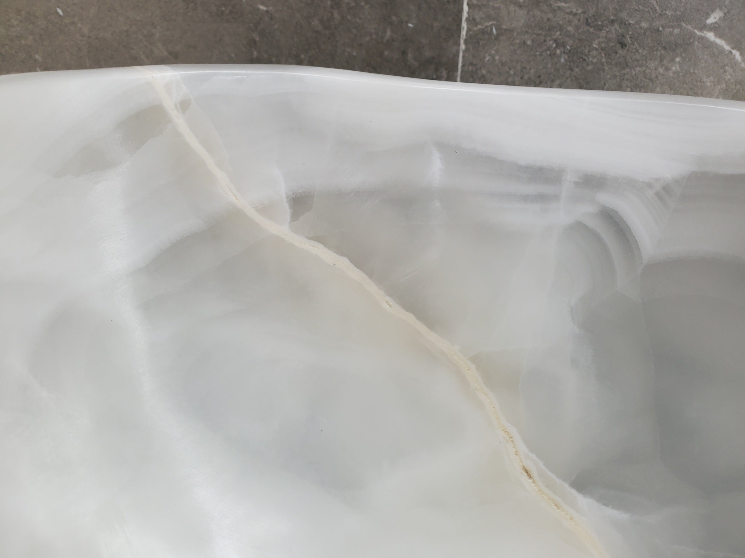 S33_26 White Onyx Bathroom Vessel Sink - 15.5 x 13 inch