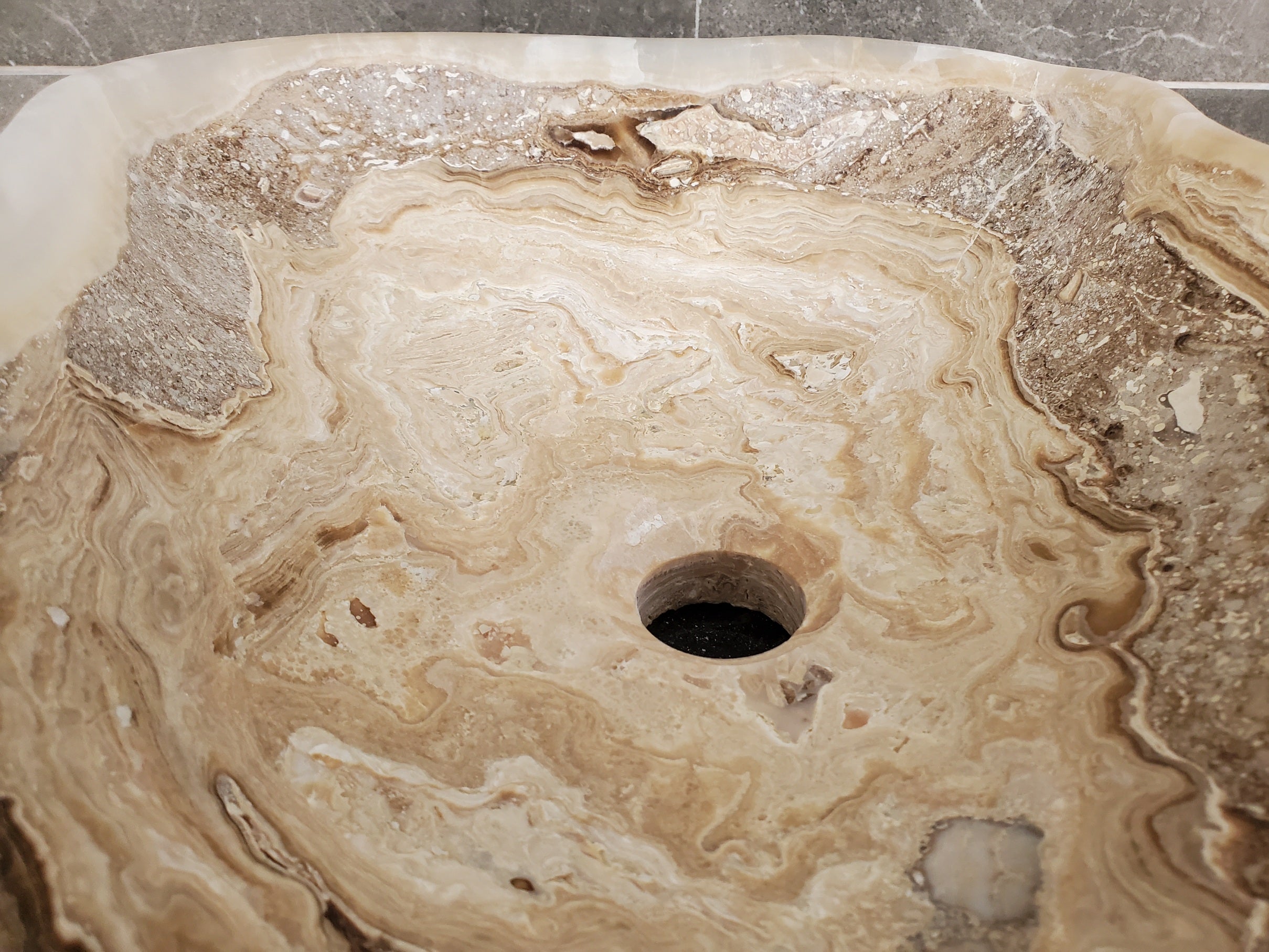 S33_39 Onyx Stone Vessel Bathroom Sink - 17 x 13 inch