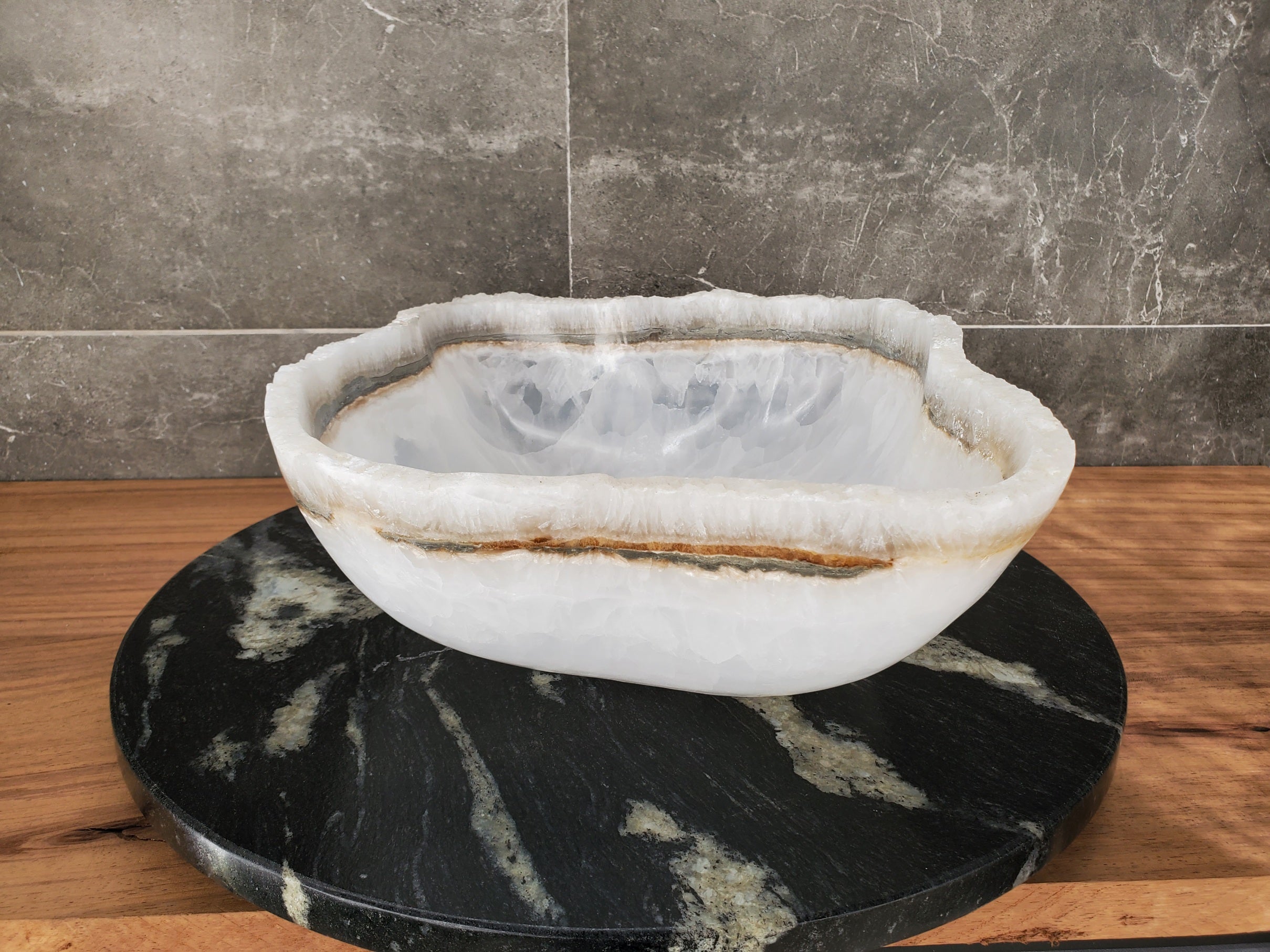 S33_48 White Onyx Bathroom Vessel Sink