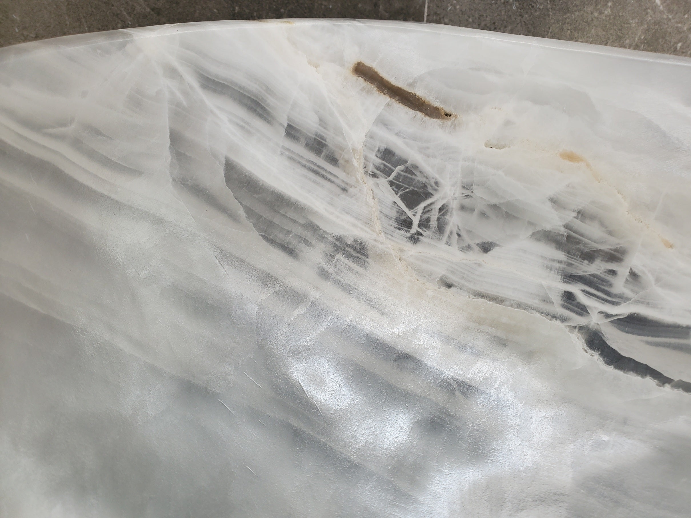 S33_24 White Onyx Bathroom Vessel Sink - 16.5 x 16.5 inch