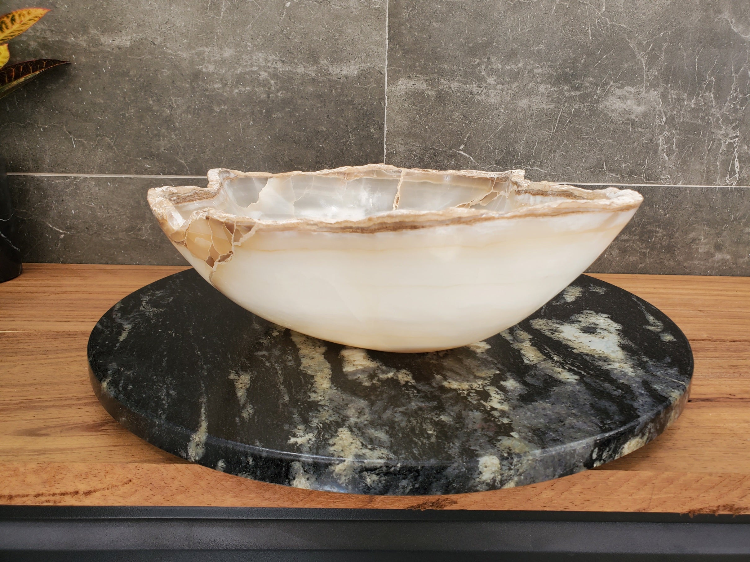 S32_20 Onyx Stone Vessel Bathroom Sink - 17.5 x 13 inch