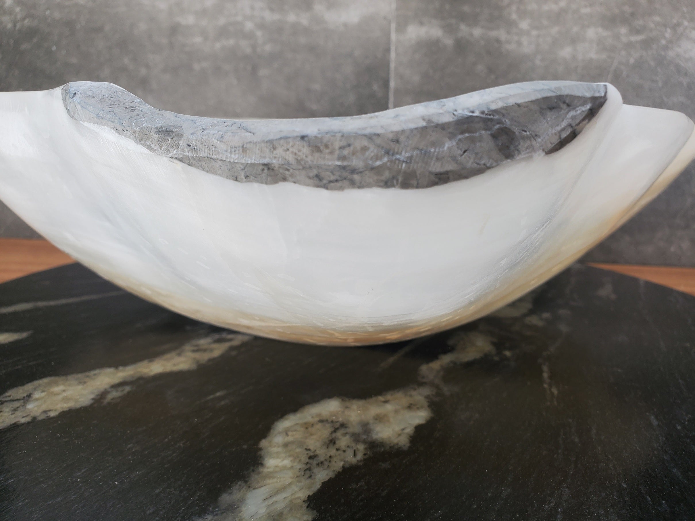 S33_23 White Onyx Bathroom Vessel Sink - 17 x 16 inch