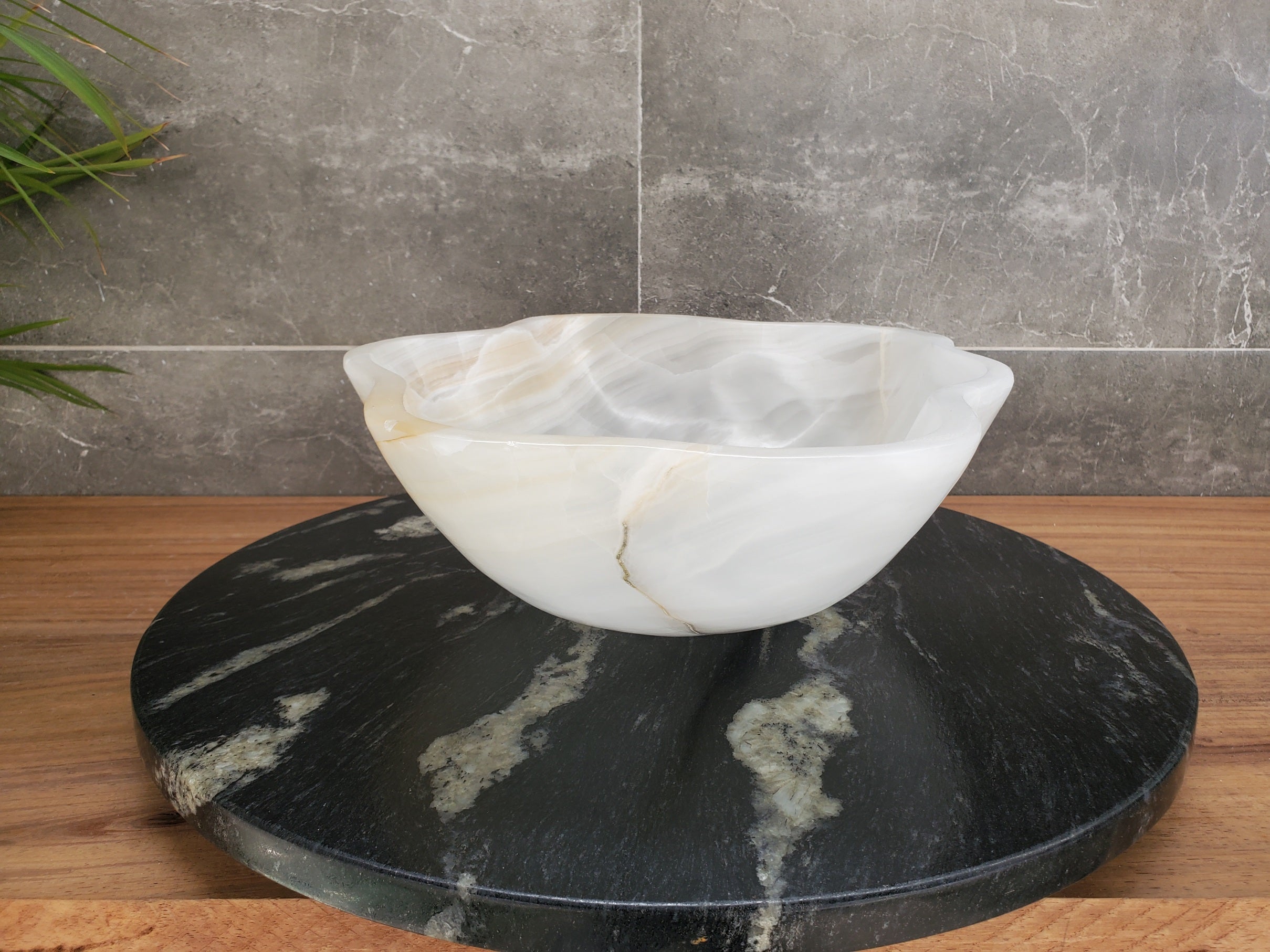 S33_26 White Onyx Bathroom Vessel Sink - 15.5 x 13 inch