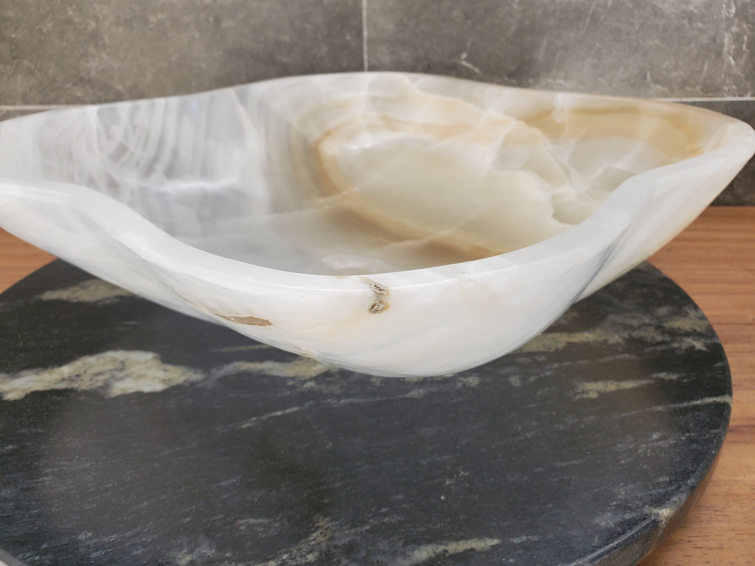 S33_24 White Onyx Bathroom Vessel Sink - 16.5 x 16.5 inch