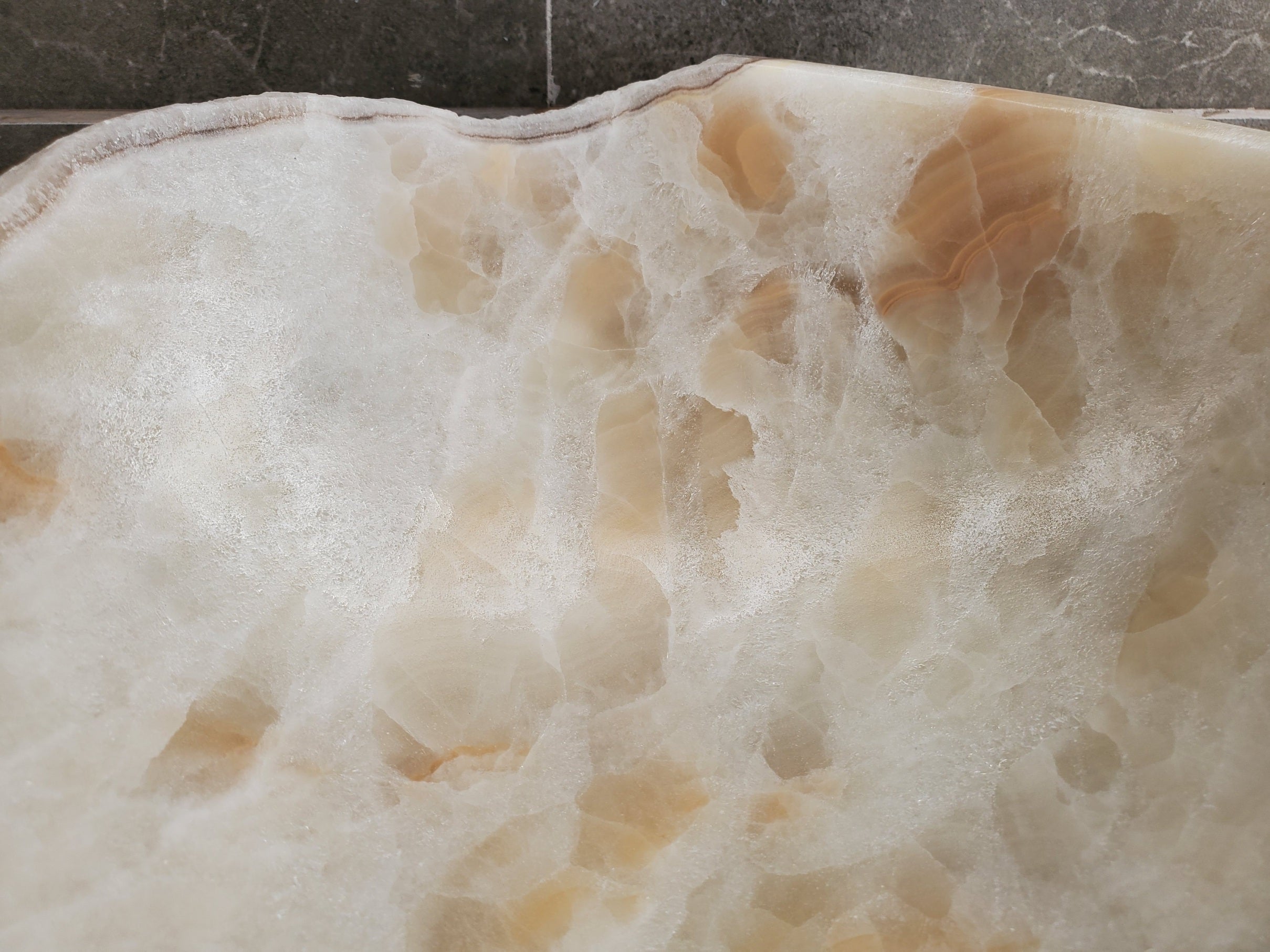 S33_33 Neutral White Onyx Bathroom Vessel Sink - 18 x 11 inch