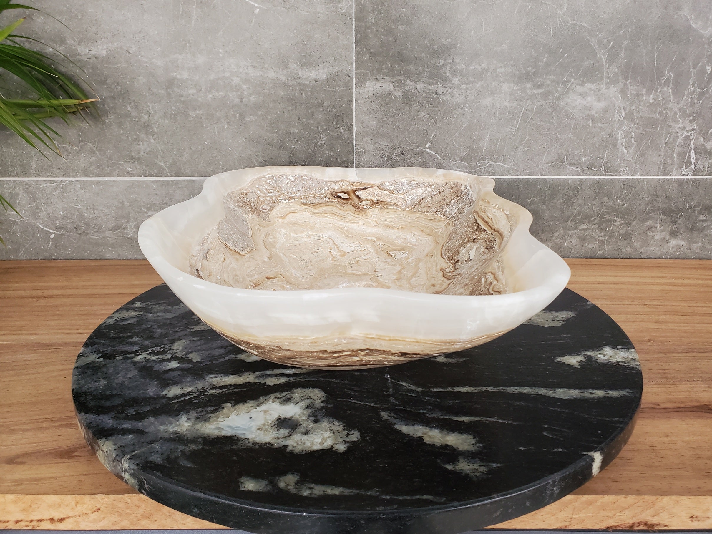 S33_39 Onyx Stone Vessel Bathroom Sink - 17 x 13 inch