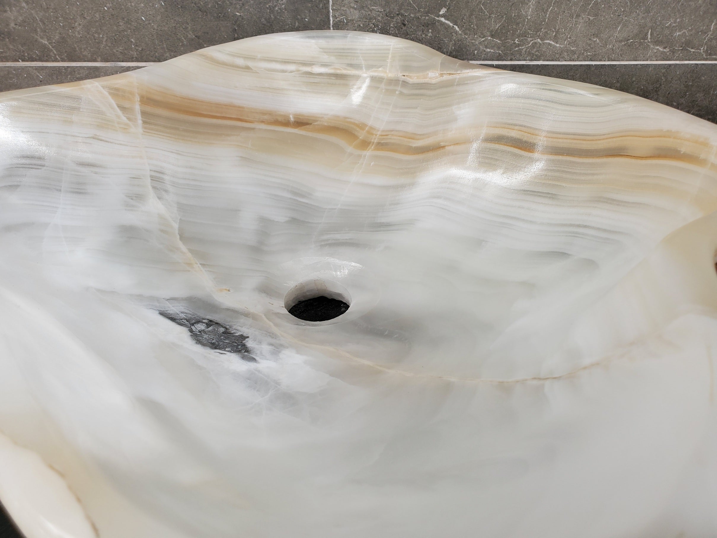 S33_28 White Onyx Bathroom Vessel Sink